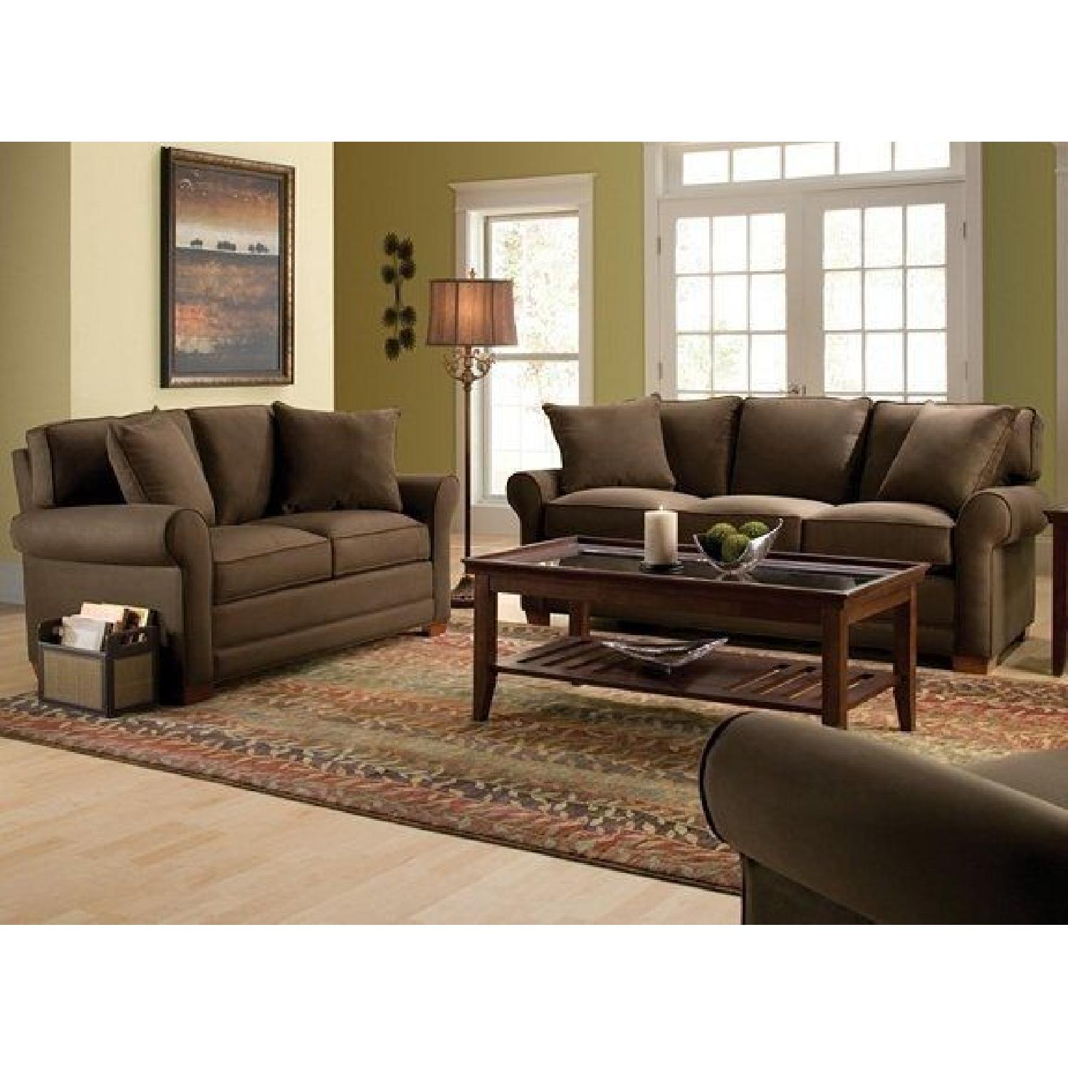 Raymour Flanigan Fresno Brown Microfiber Sofa Aptdeco