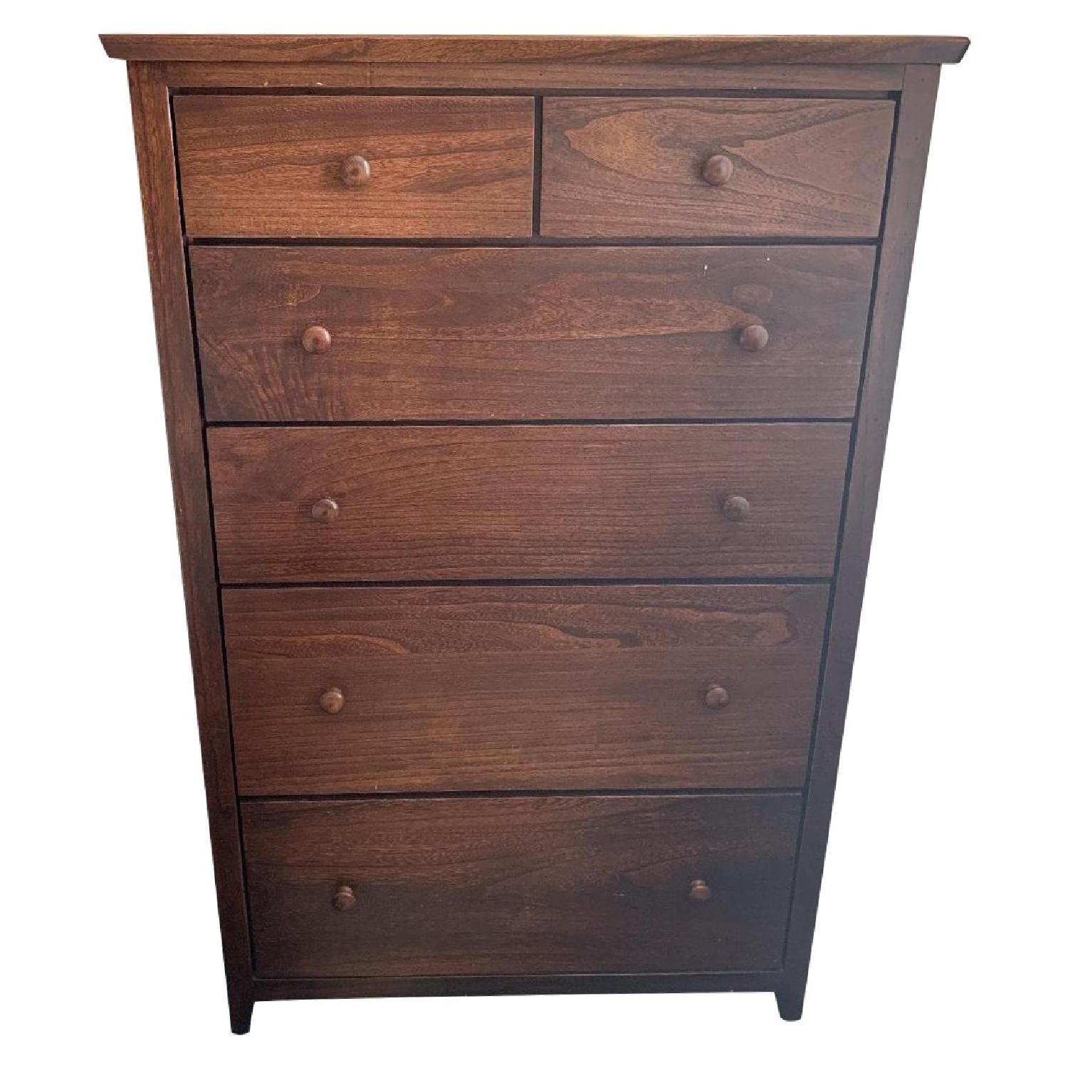 Vintage 6 Drawer Tall Wood Dresser - AptDeco