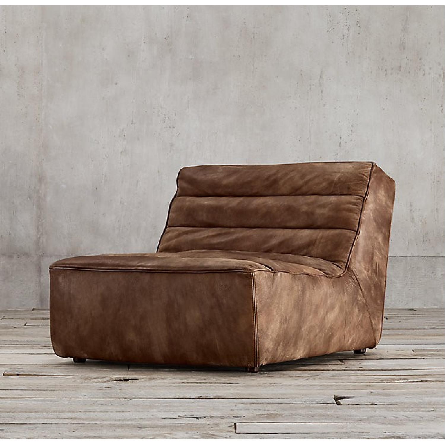 Restoration Hardware Chelsea Leather Armless Chair AptDeco