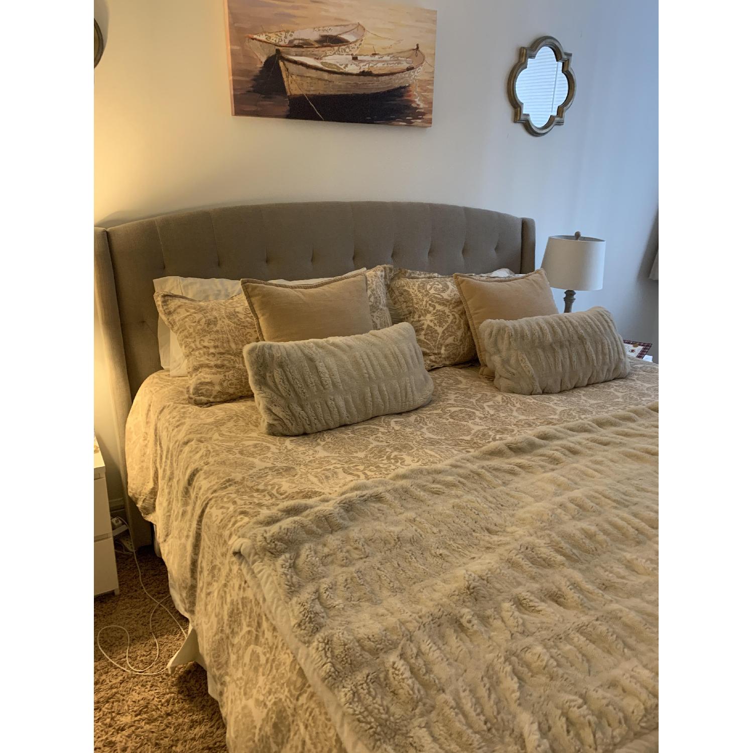 Dorel Home King Upholstered Tufted Wingback Headboard - image-3