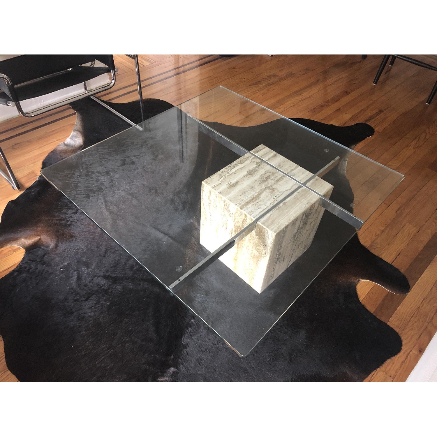 Italian Marble & Glass Top Coffee Table - image-1