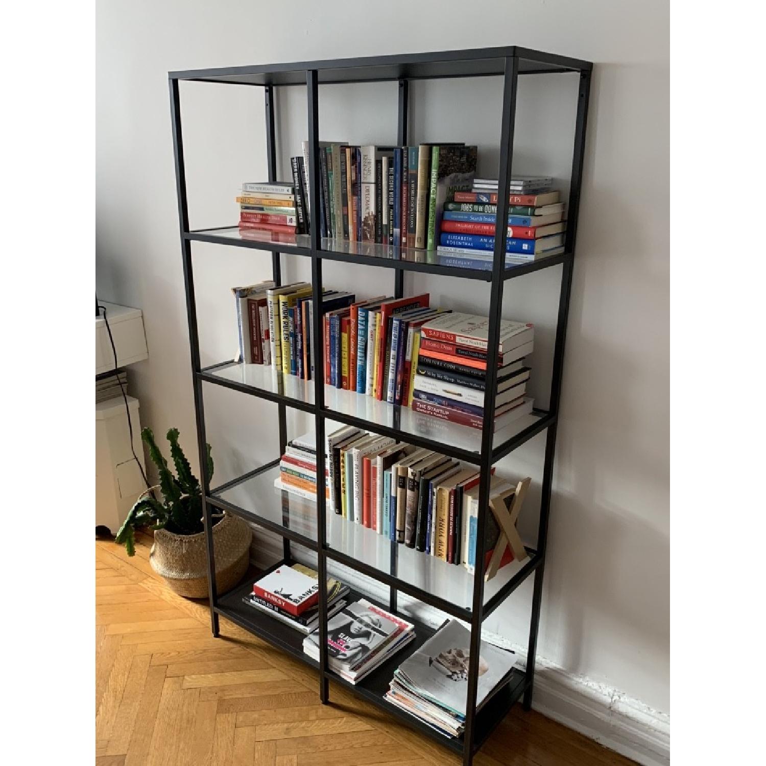 Ikea Vittsjo Black Glass Shelving Unit AptDeco