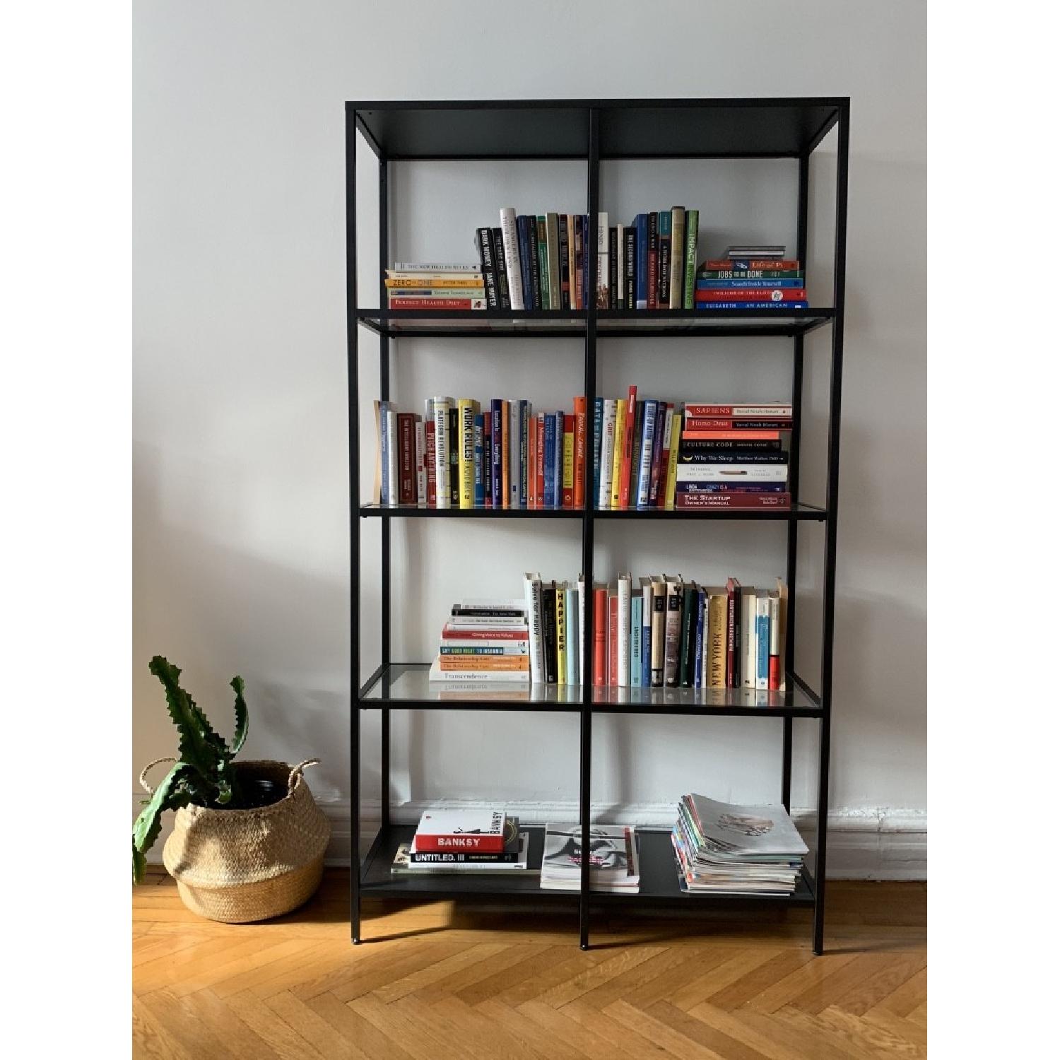 Ikea Vittsjo Black Glass Shelving Unit AptDeco