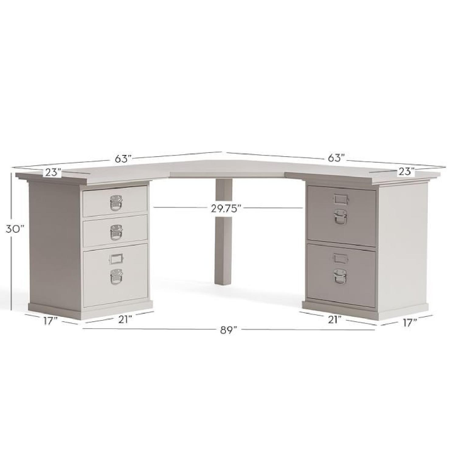 Pottery Barn Bedford L-Shaped Corner White Desk - image-2