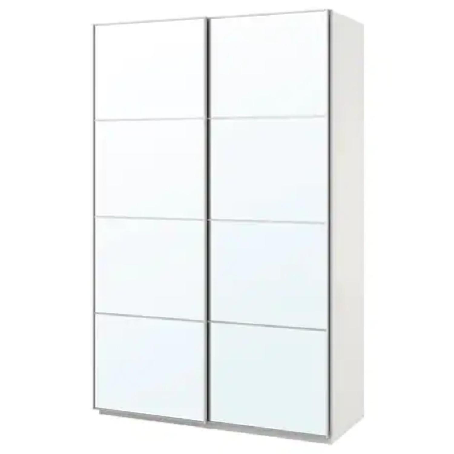 Large Wardrobe with Sliding Mirrored Doors AptDeco