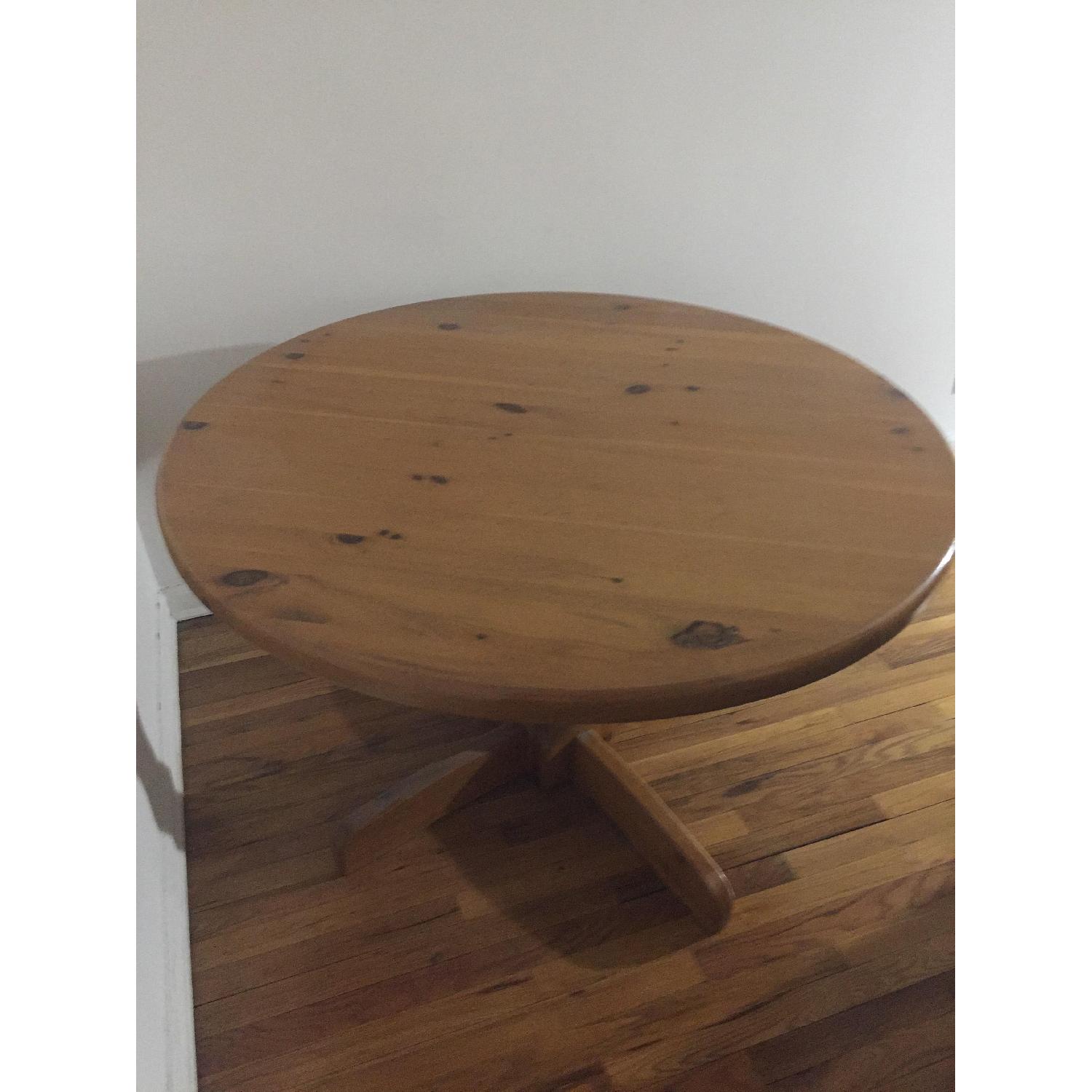 Vintage Mid 1970s Round Pine Table - image-1