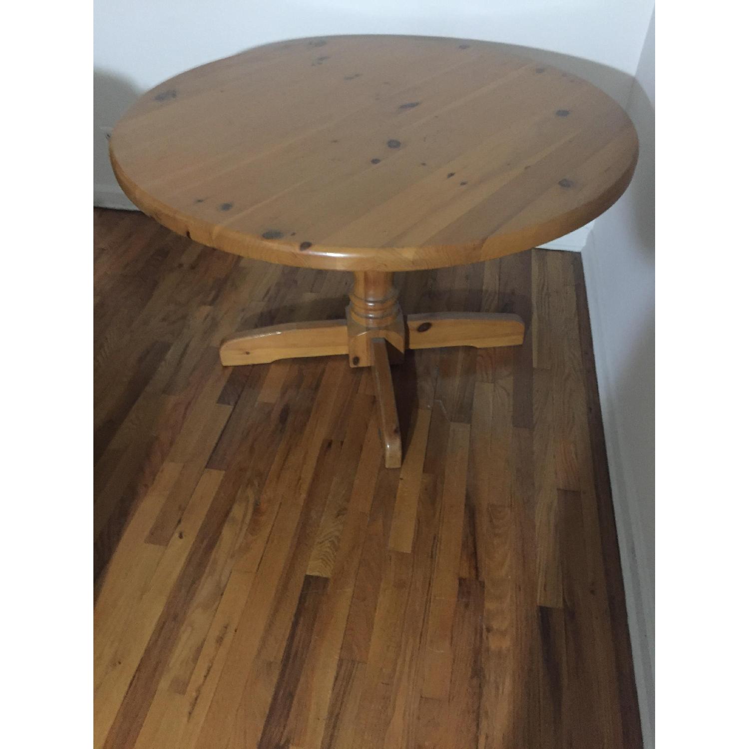 Vintage Mid 1970s Round Pine Table - image-2