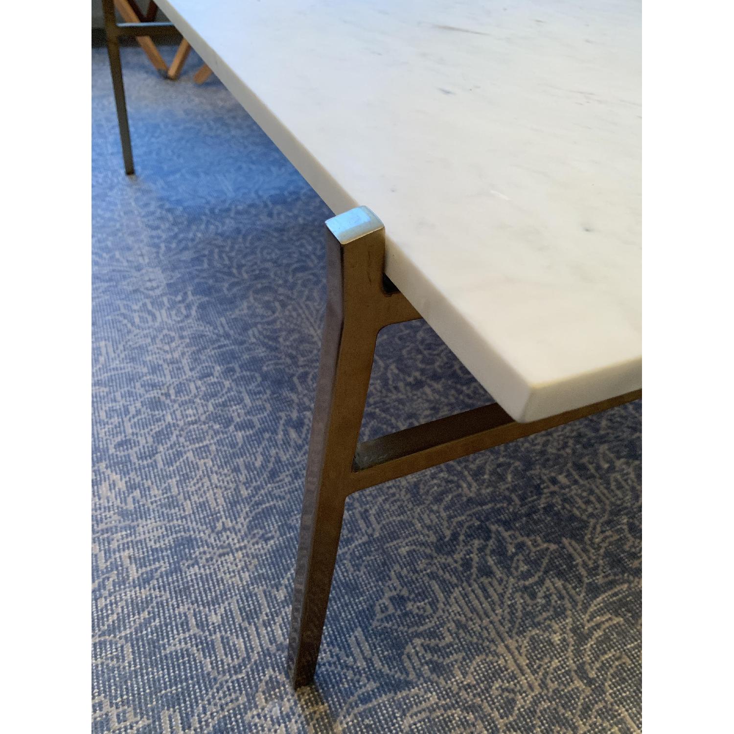 CB2 Slab Marble Coffee Table w/ Brass Base - image-4