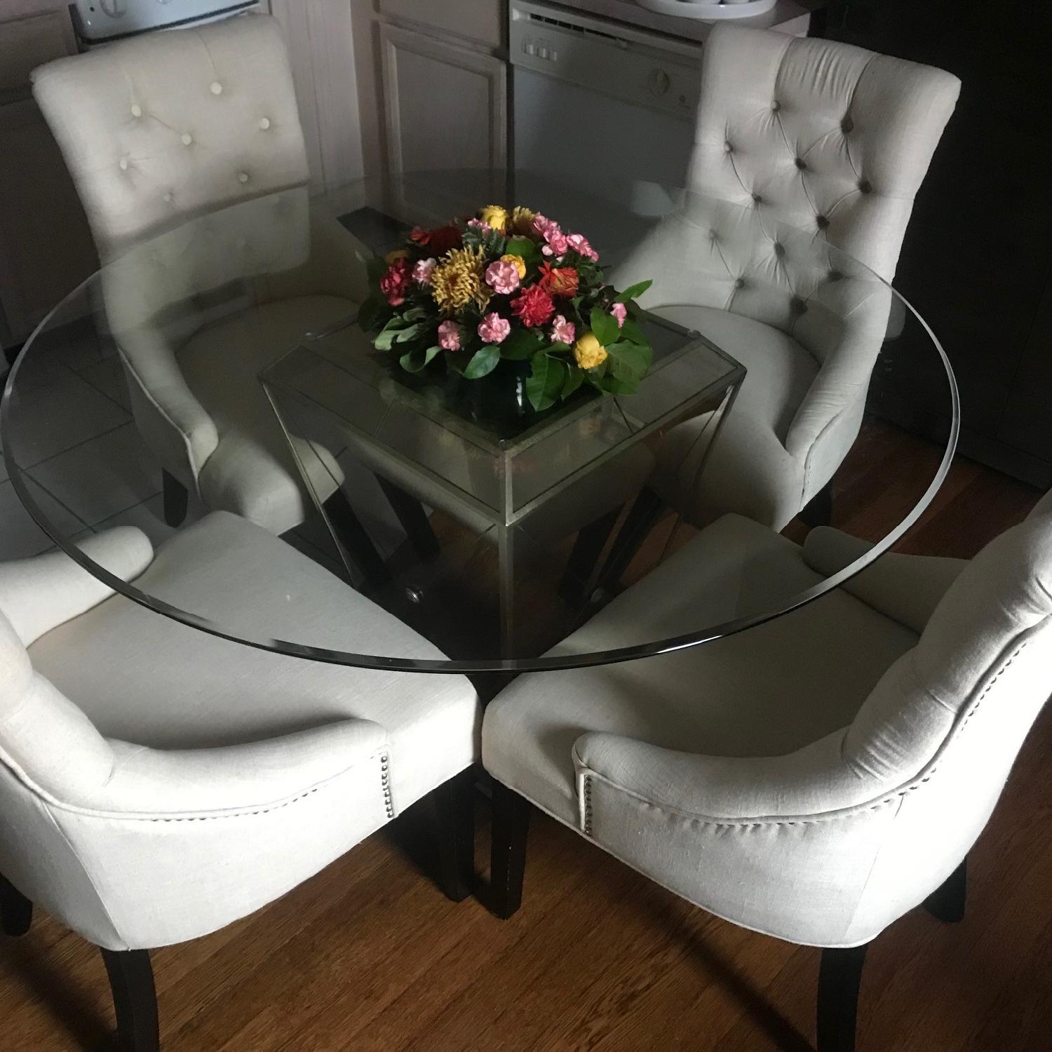 Macy's Glass Dining Table w/ 4 Chairs - image-1
