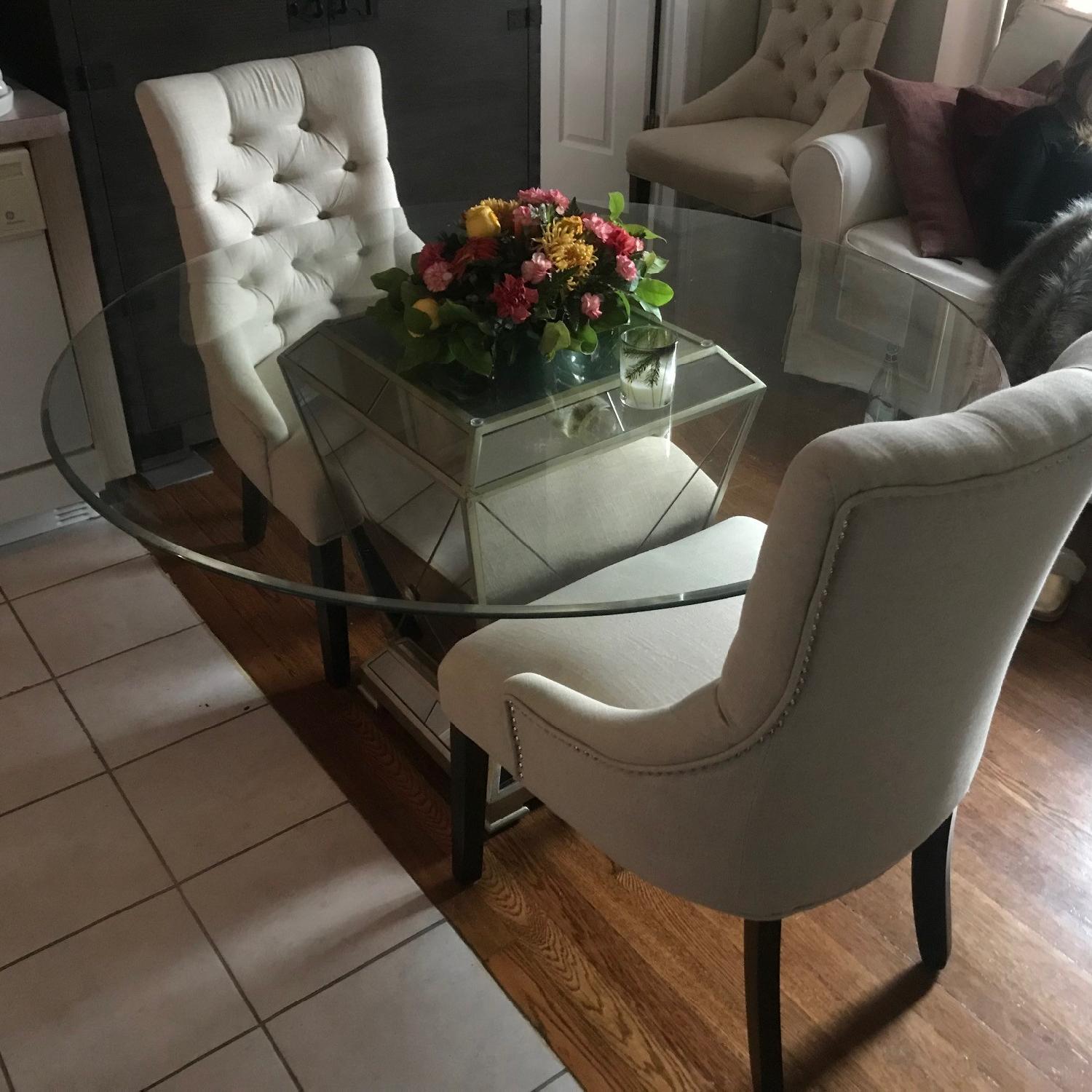 Macy's Glass Dining Table w/ 4 Chairs - image-2