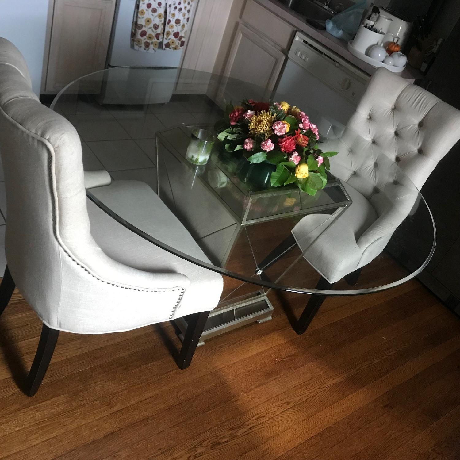 Macy's Glass Dining Table w/ 4 Chairs - image-4