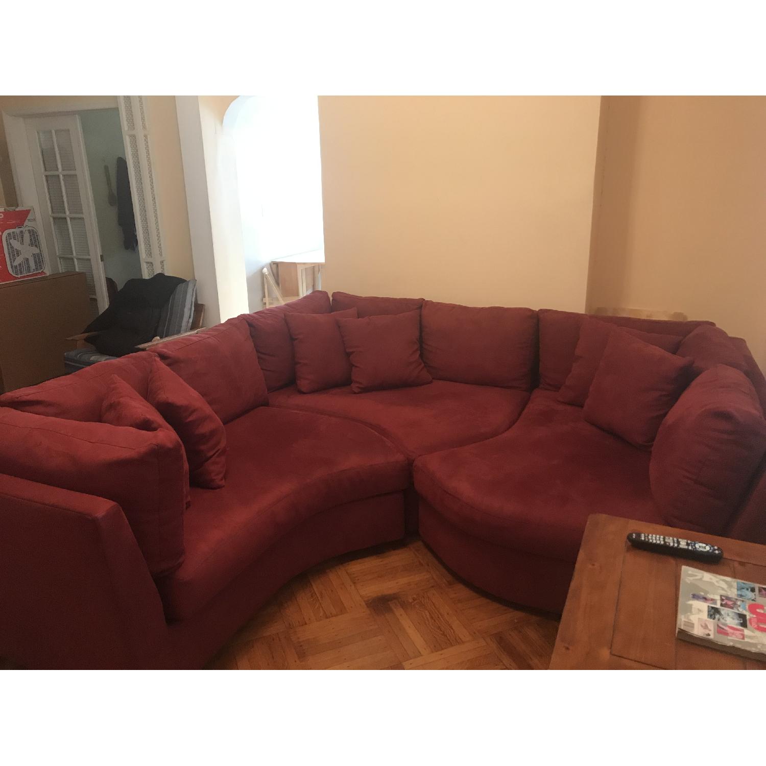 Raymour & Flanigan 3 Piece Red Sectional Sofa AptDeco