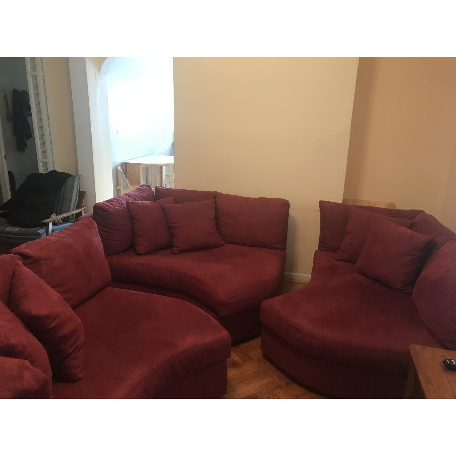 Raymour & Flanigan 3 Piece Red Sectional Sofa - image-3