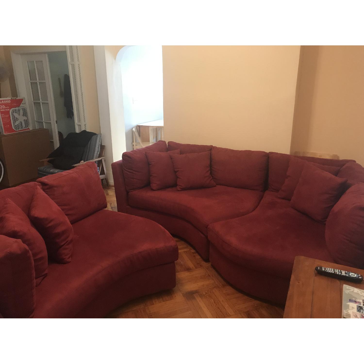 Raymour & Flanigan 3 Piece Red Sectional Sofa - image-4