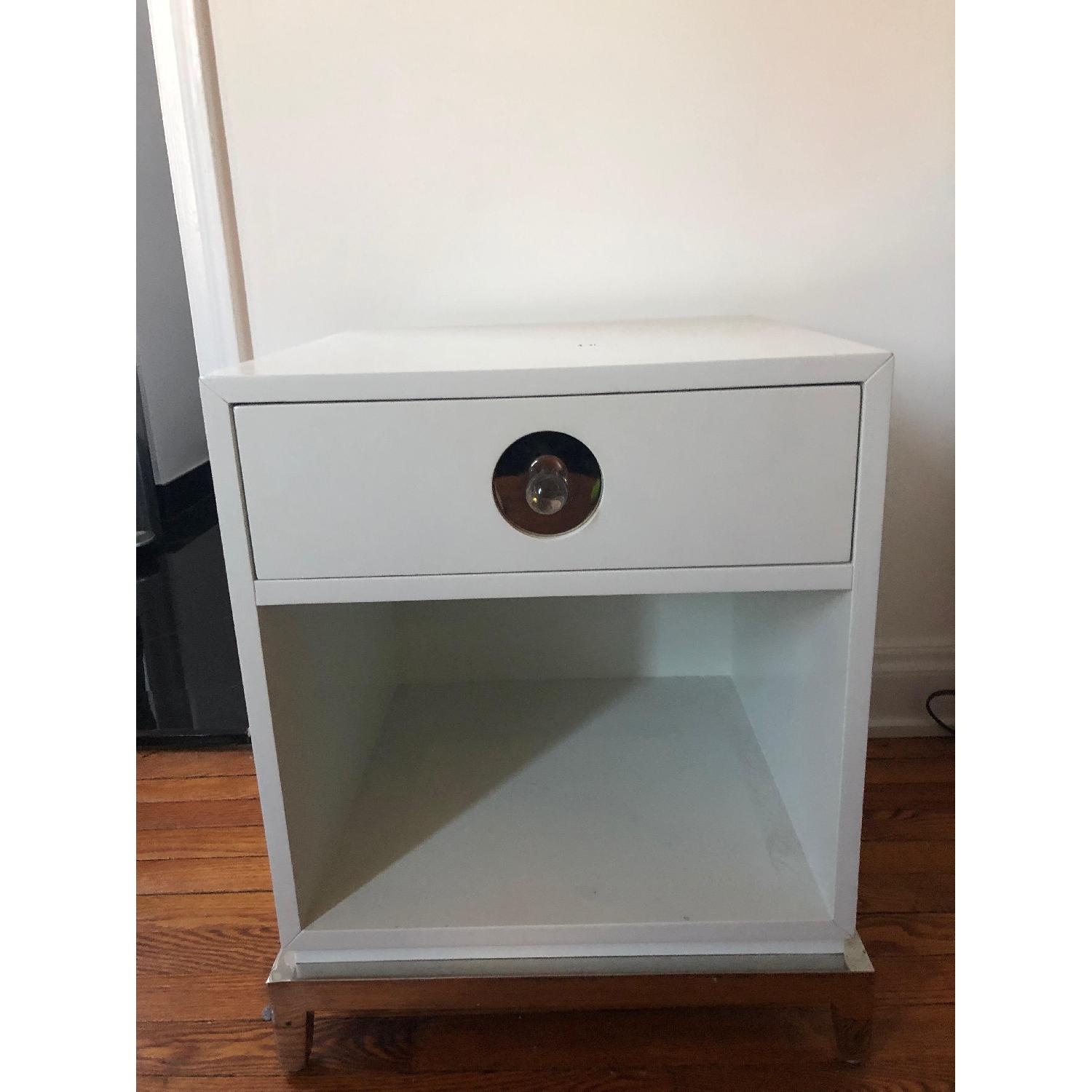 Jonathan Adler Channing Nightstands in White & Nickel - image-1