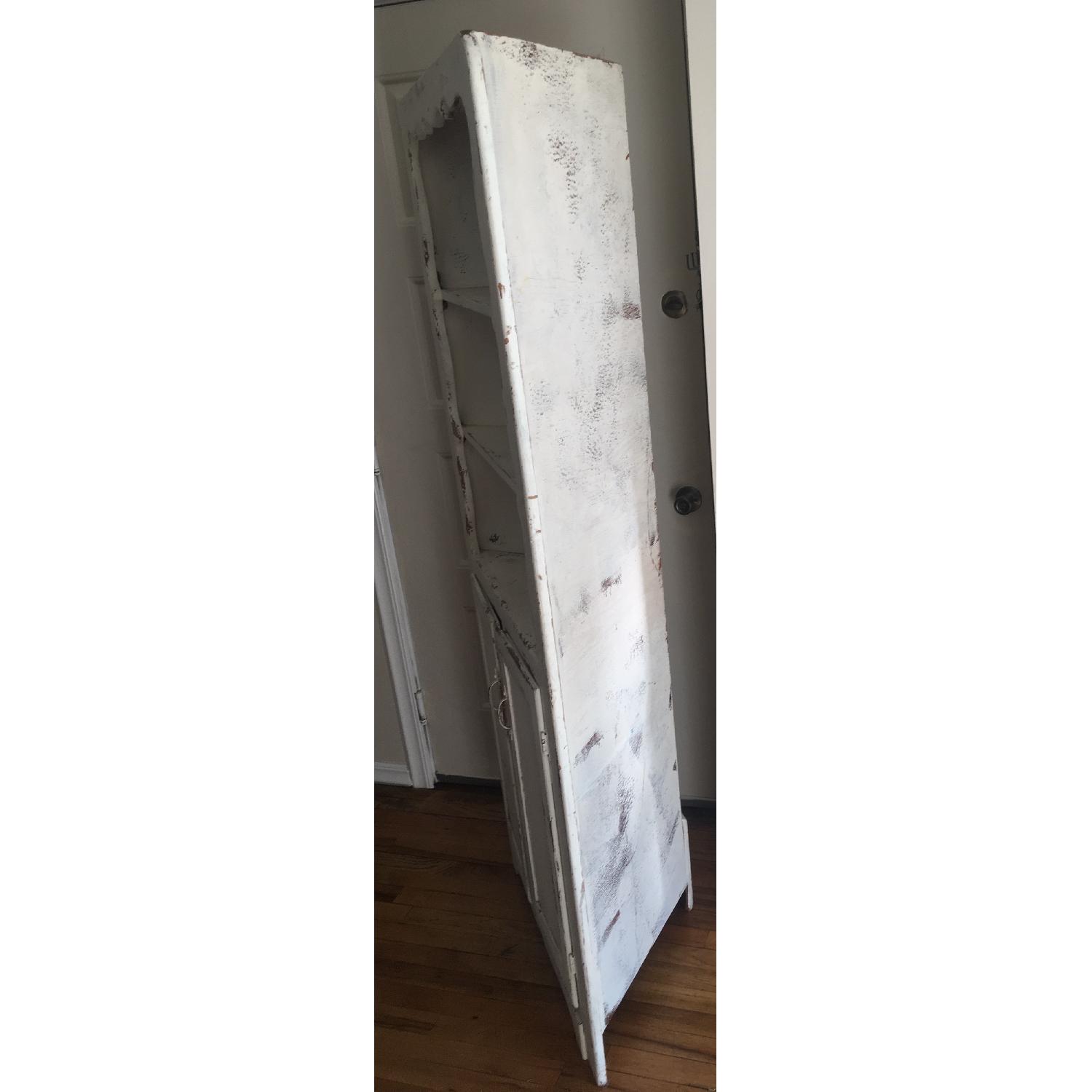 Distressed White Corner Cabinet - image-3