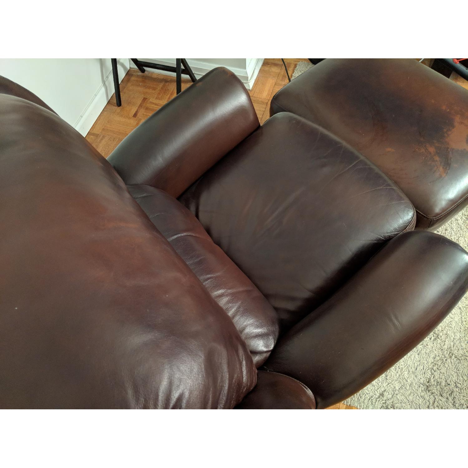 Leather Armchair & Matching Ottoman - image-3