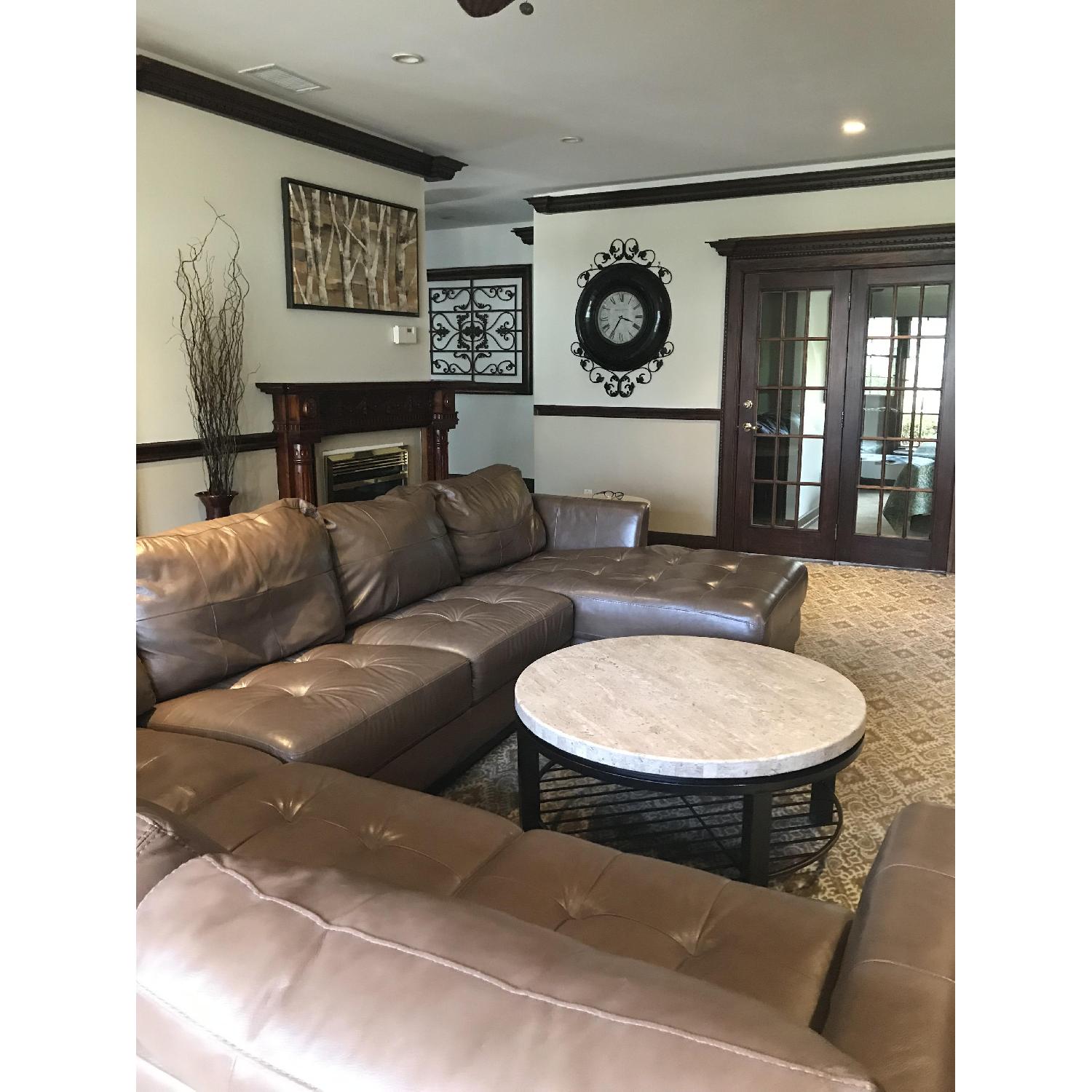 Macy's Martino Cafe Tufted Leather Sectional Sofa - image-2