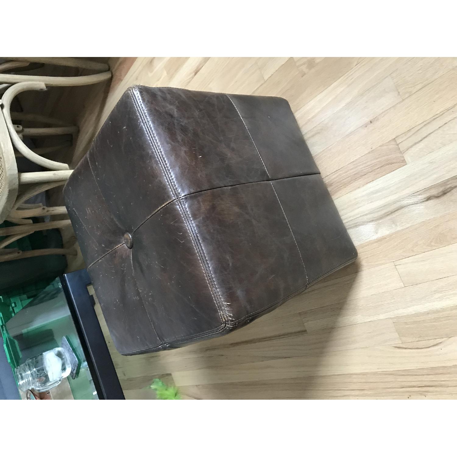 Pottery Barn Sullivan Leather Cube Ottomans - image-6