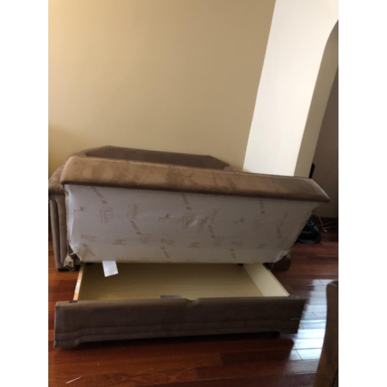 Istikbal Truffle Microfiber Sleeper Loveseat - image-3