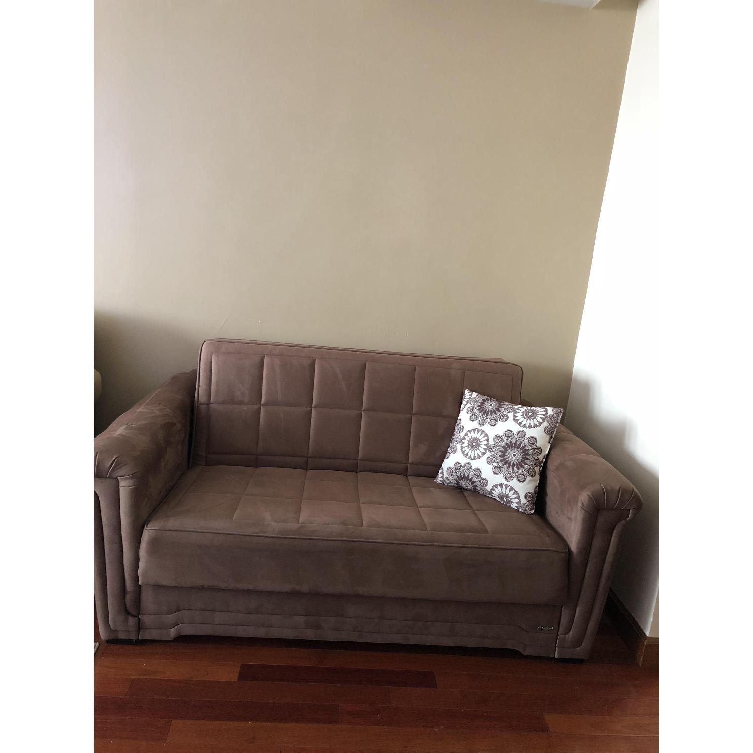 Istikbal Truffle Microfiber Sleeper Loveseat - image-4