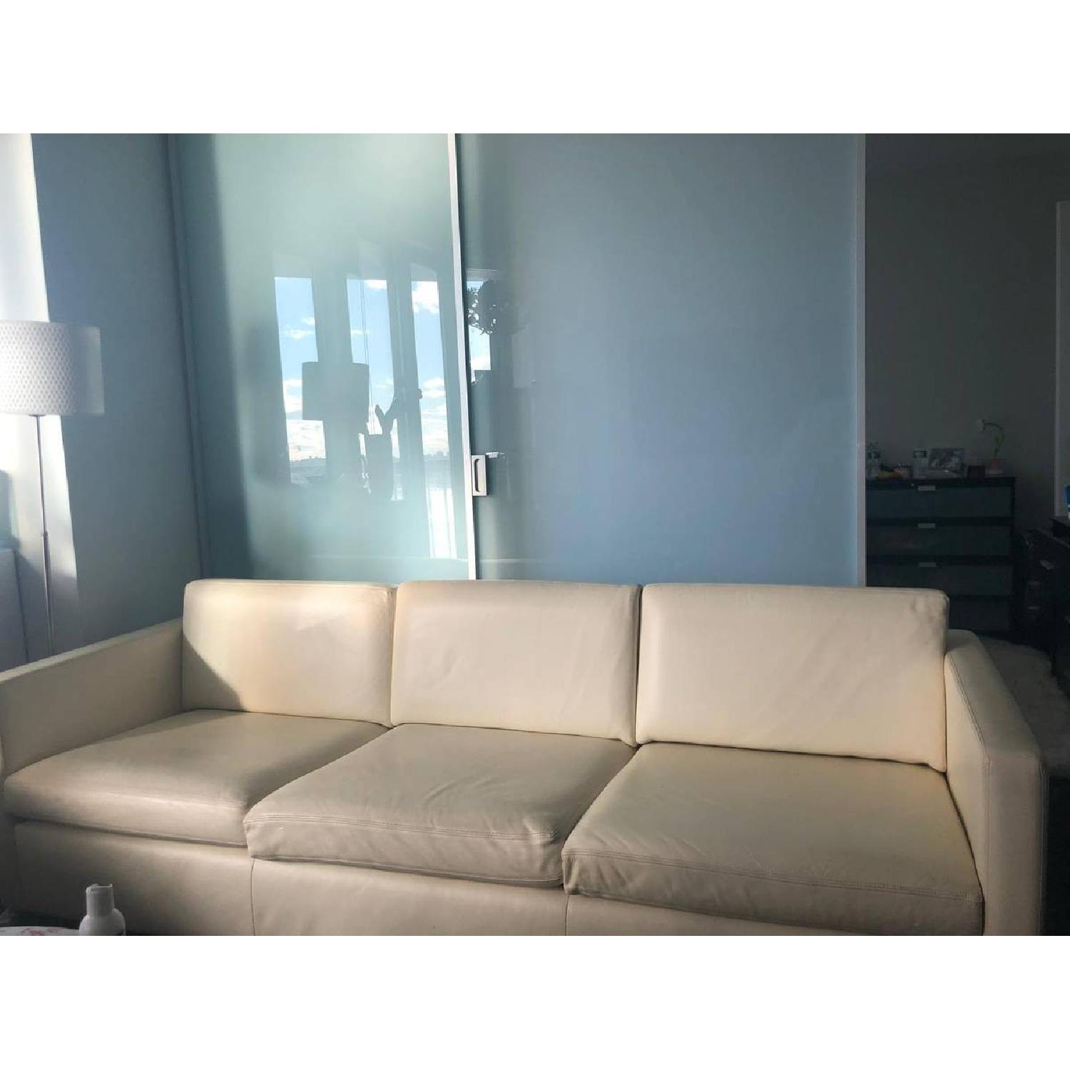 Interior Design Cream Leather Sofa - image-1