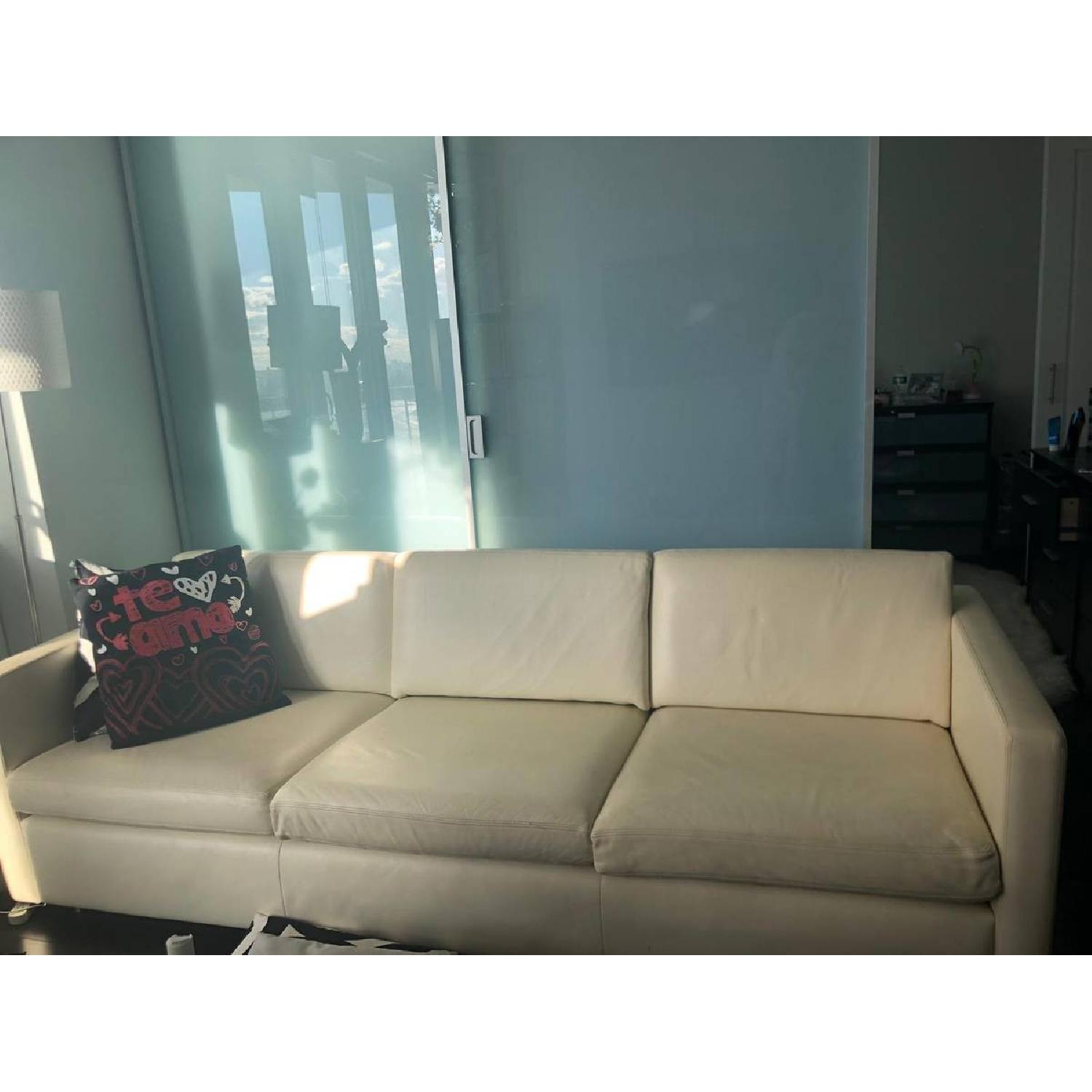 Interior Design Cream Leather Sofa - image-2