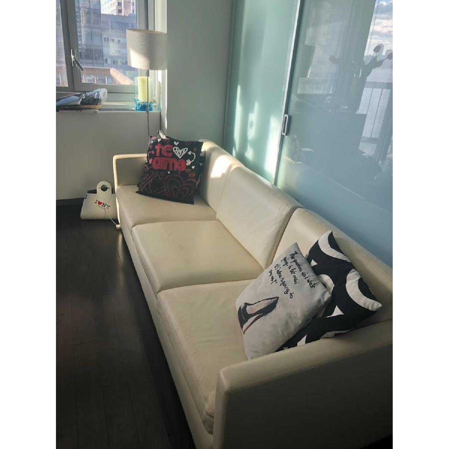 Interior Design Cream Leather Sofa - image-3