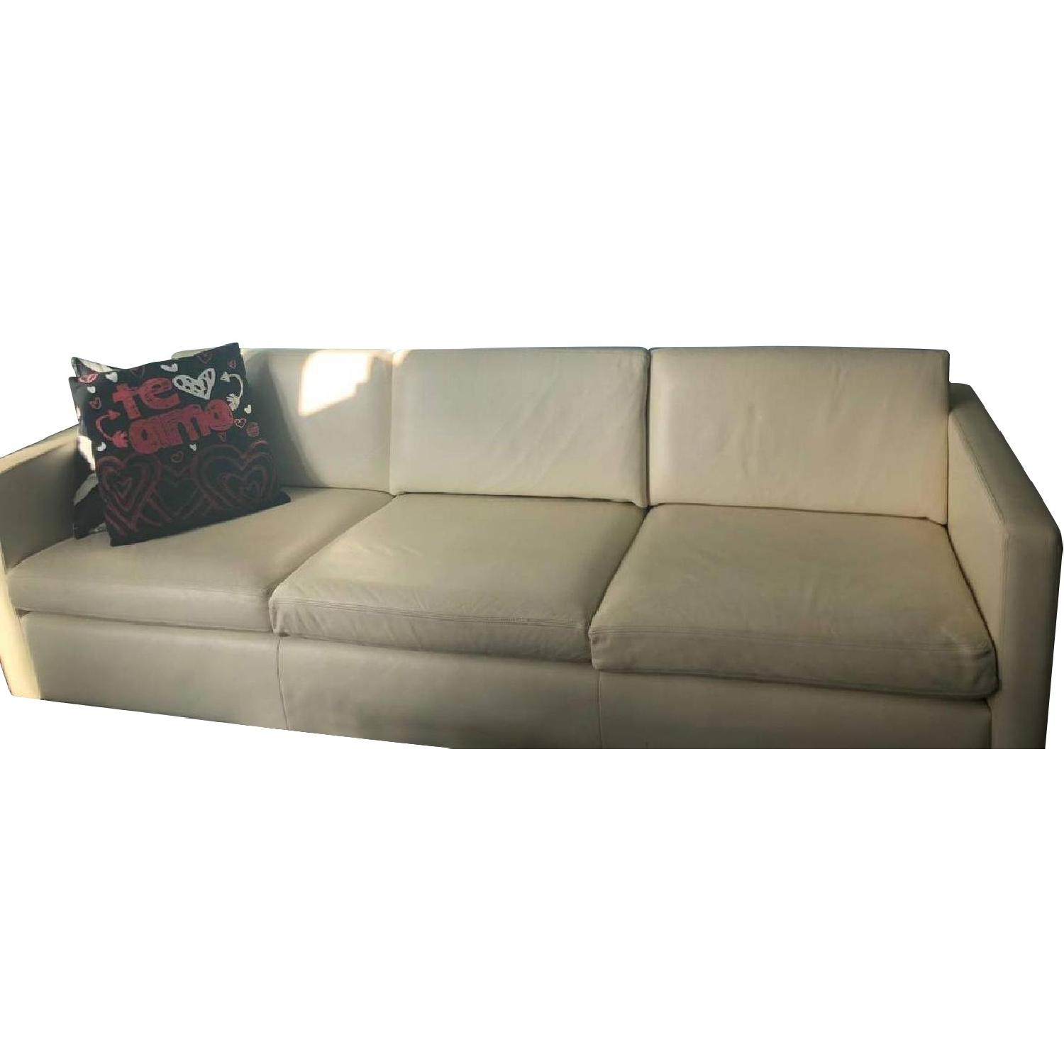 Interior Design Cream Leather Sofa - image-0