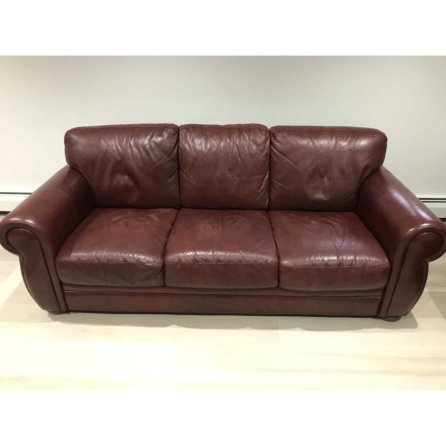 Avanti Premium Leather Sofa w/ Rolled Arms - image-2