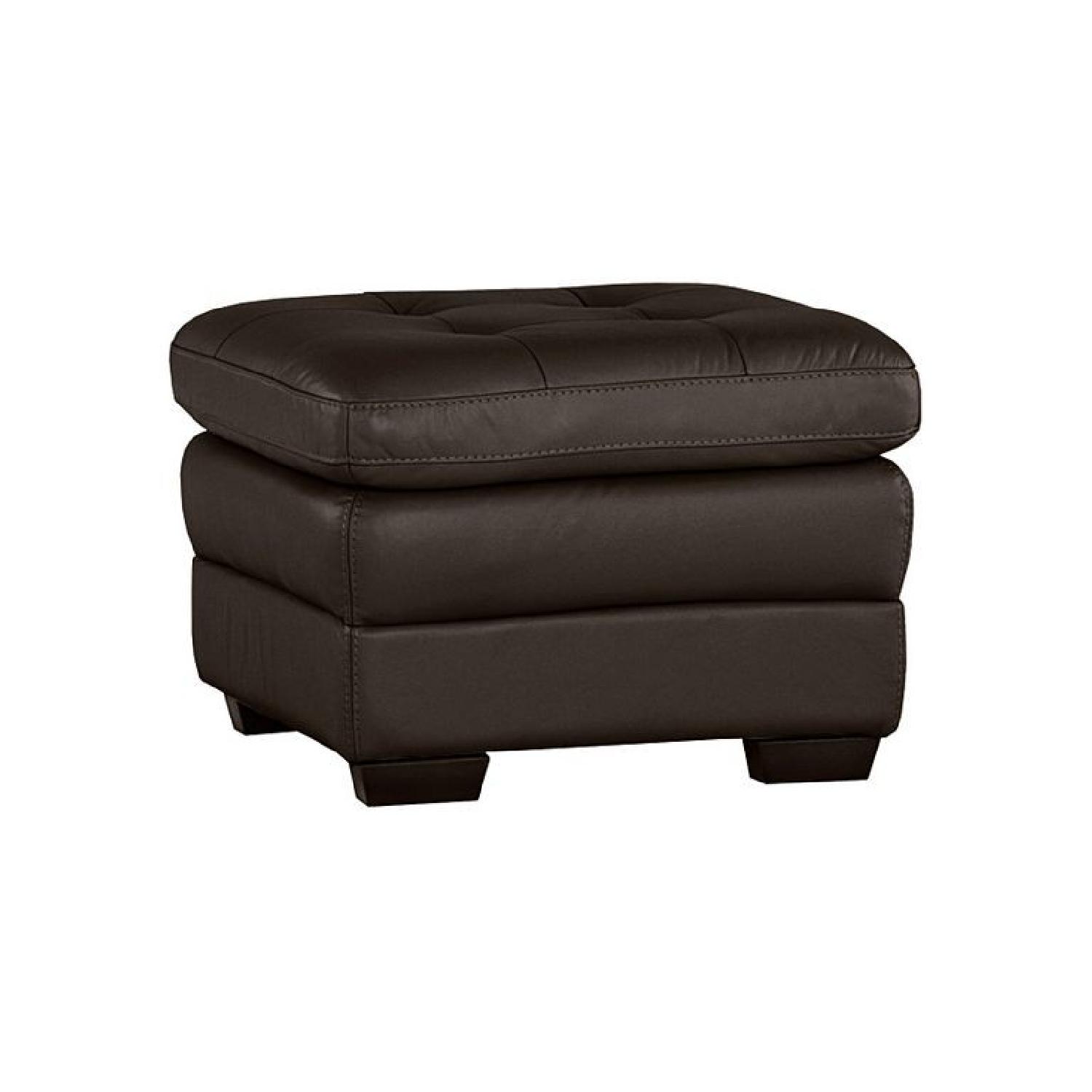 Havertys Galaxy Brown Leather Sofa + Chair & Ottoman - image-11
