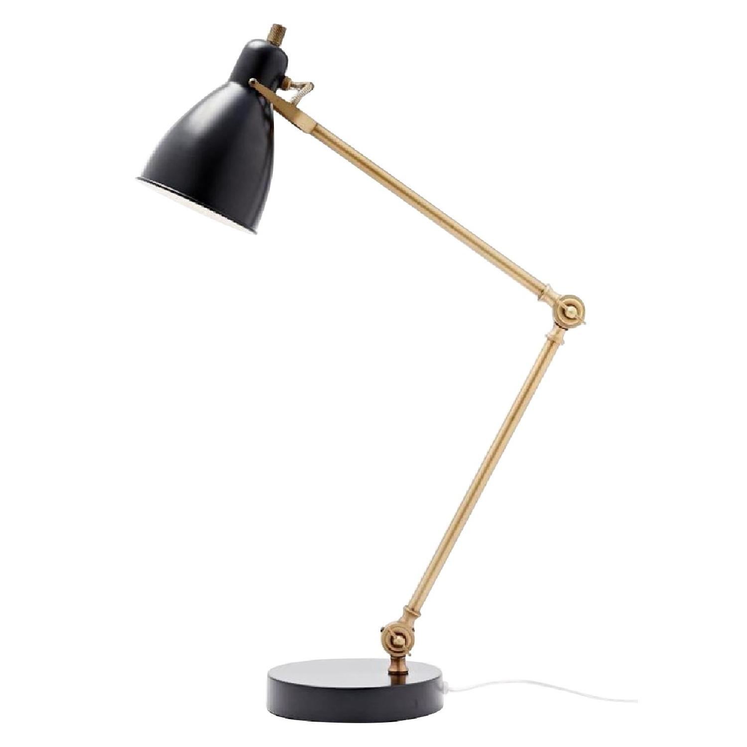 West Elm Nickel Black & Brass Industrial Task Lamp - image-4