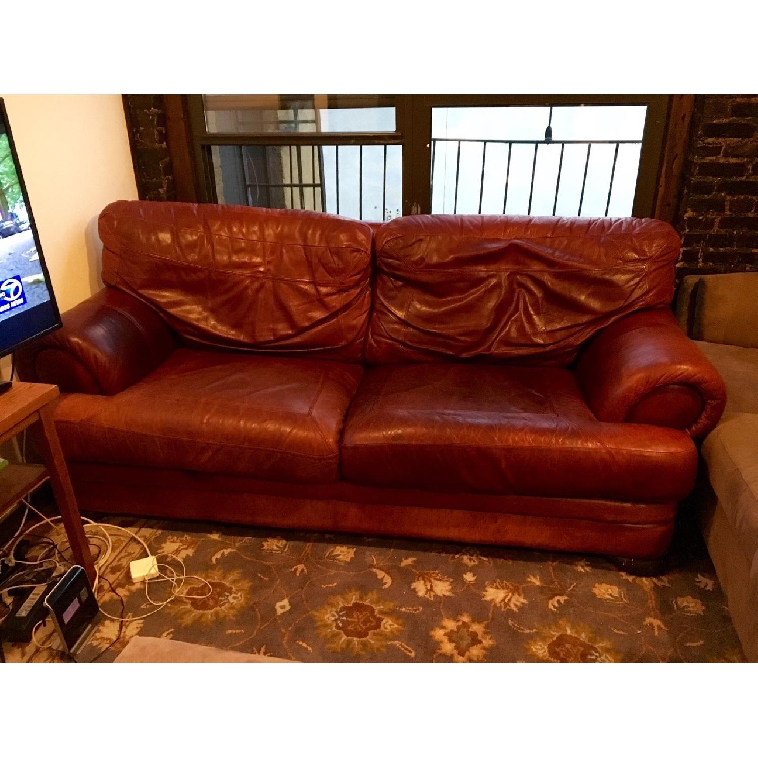 Maroon Leather Couch - image-1