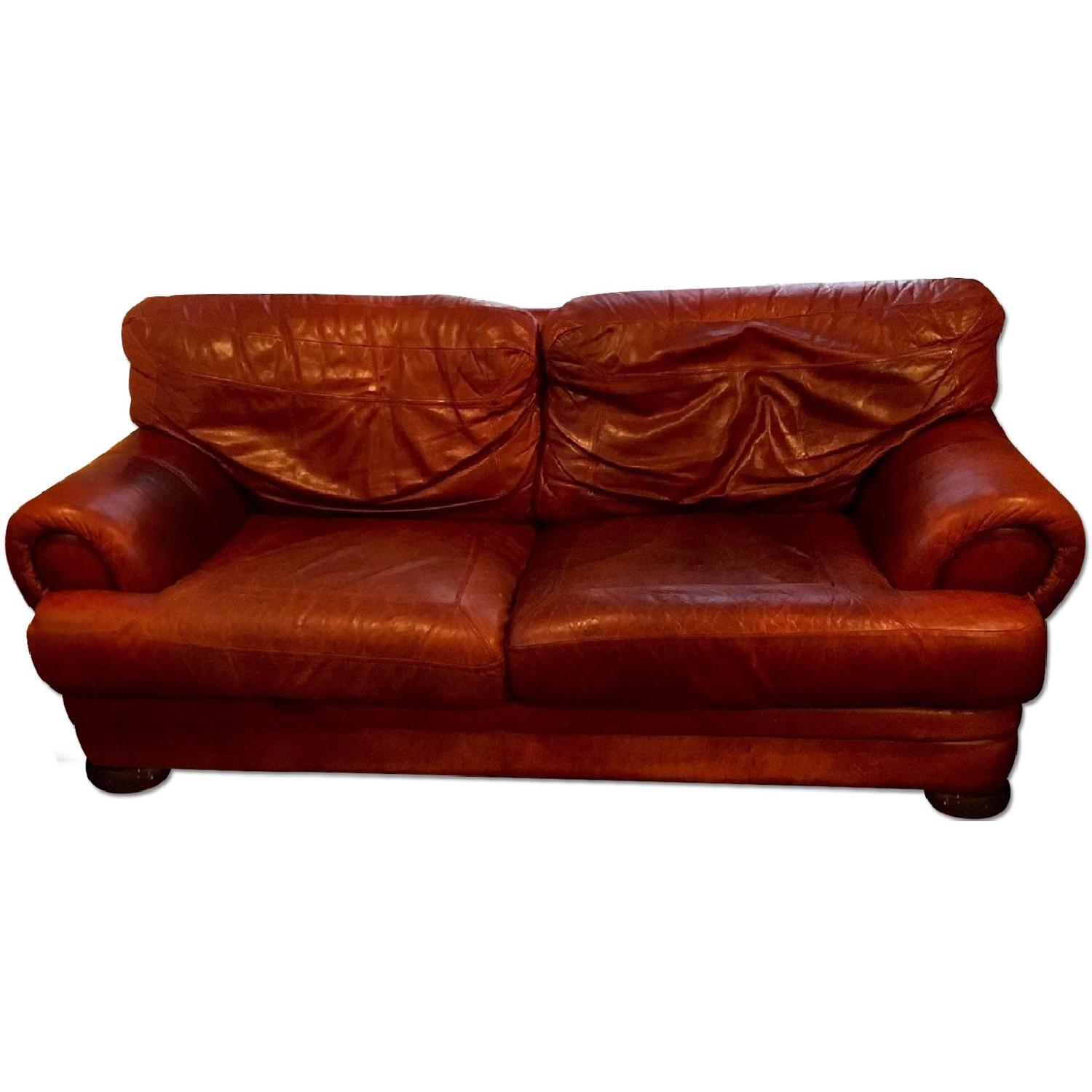 Maroon Leather Couch - image-0