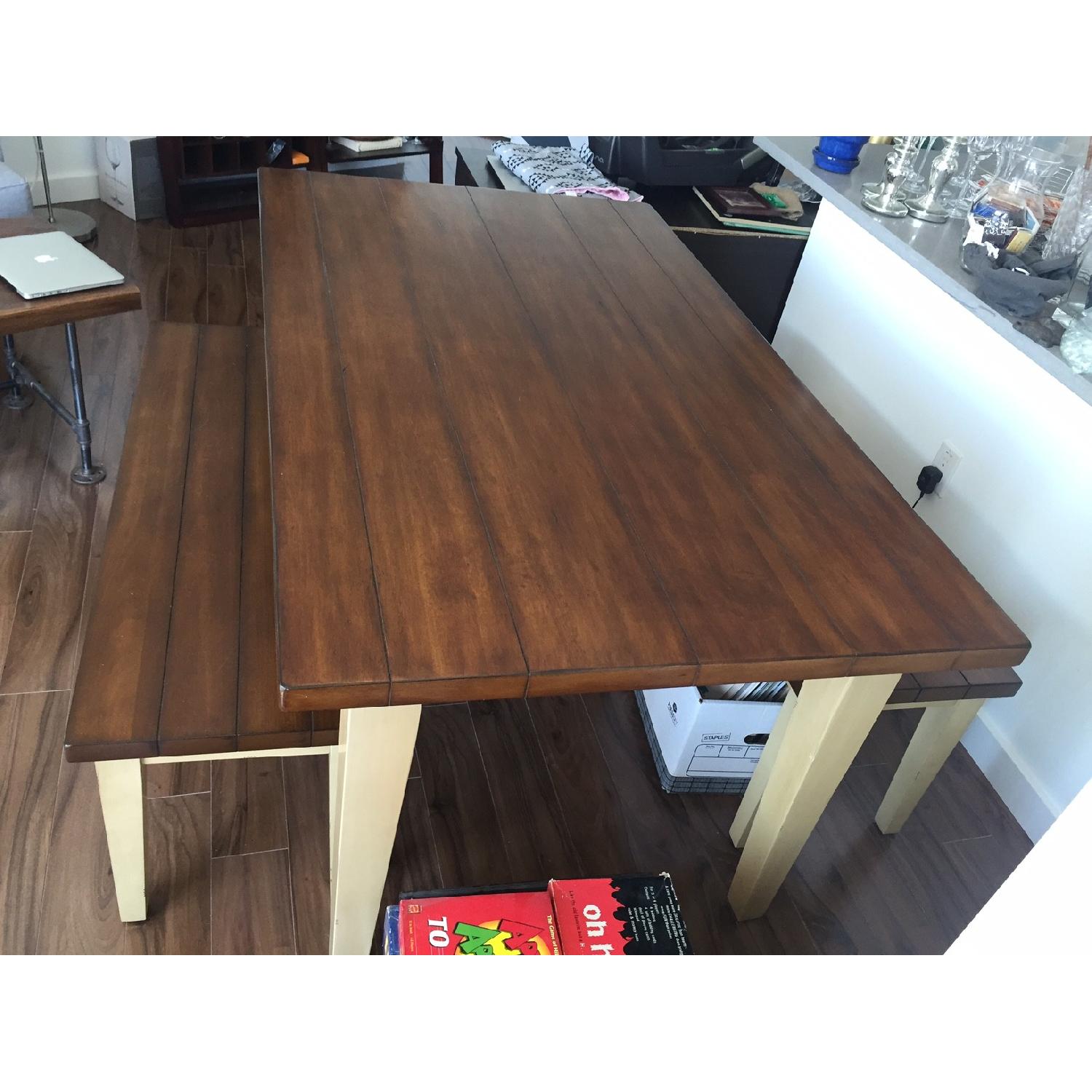 Pier 1 Table w/ 2 Dining Benches - image-3