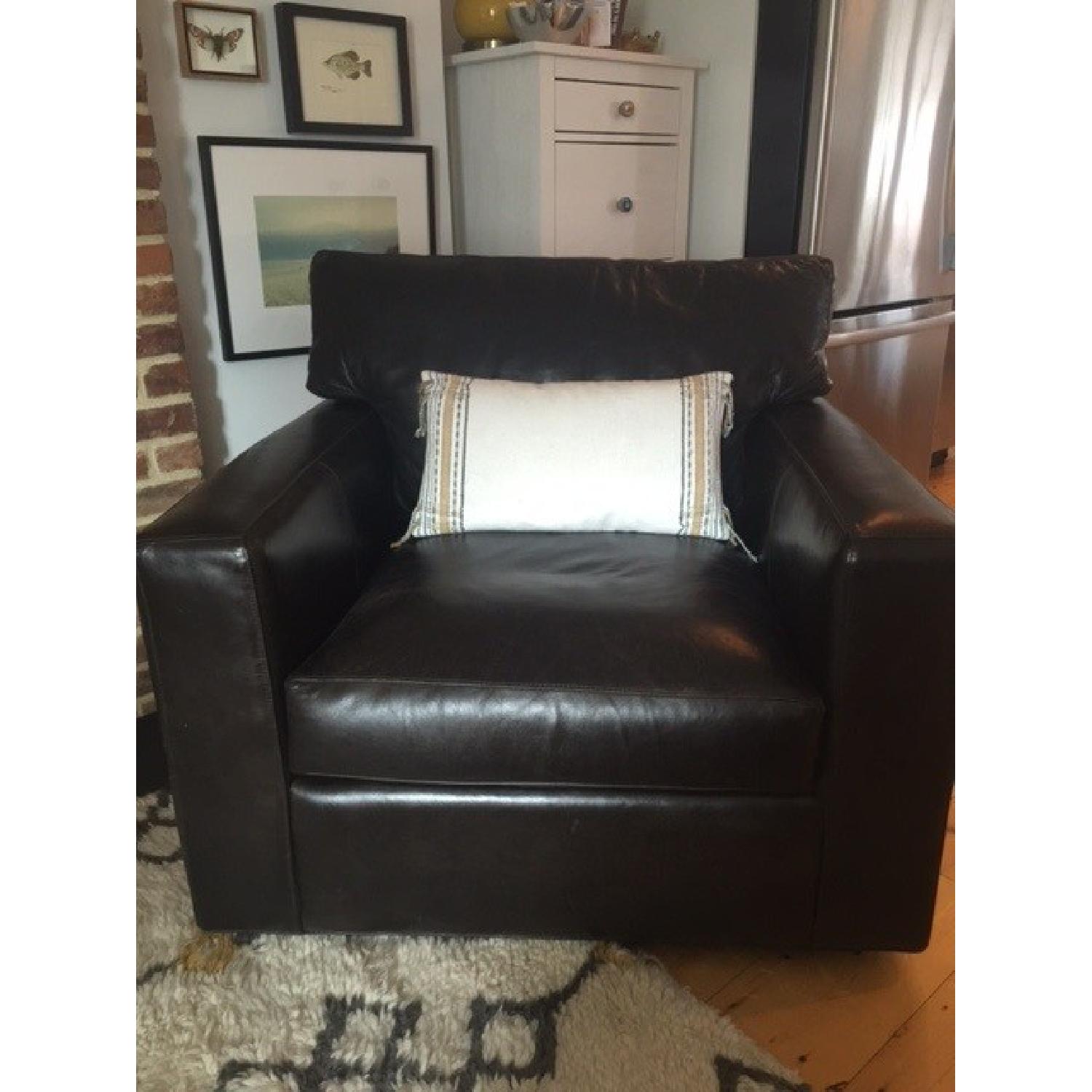 Crate & Barrel Axis II Leather Swivel Chair - image-1