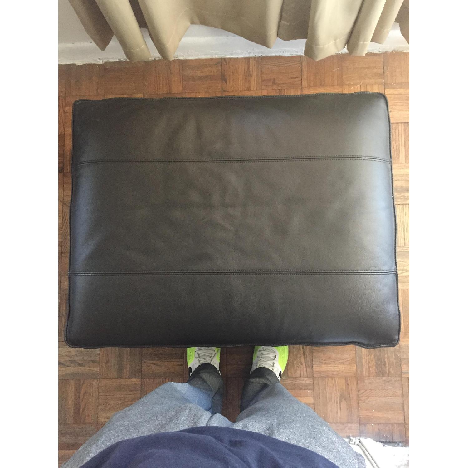 Ikea Brown Leather Ottoman - image-1