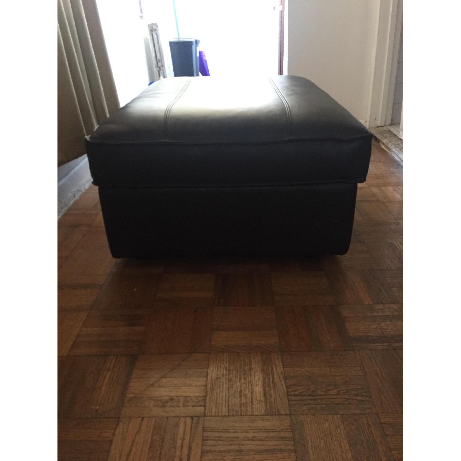 Ikea Brown Leather Ottoman AptDeco