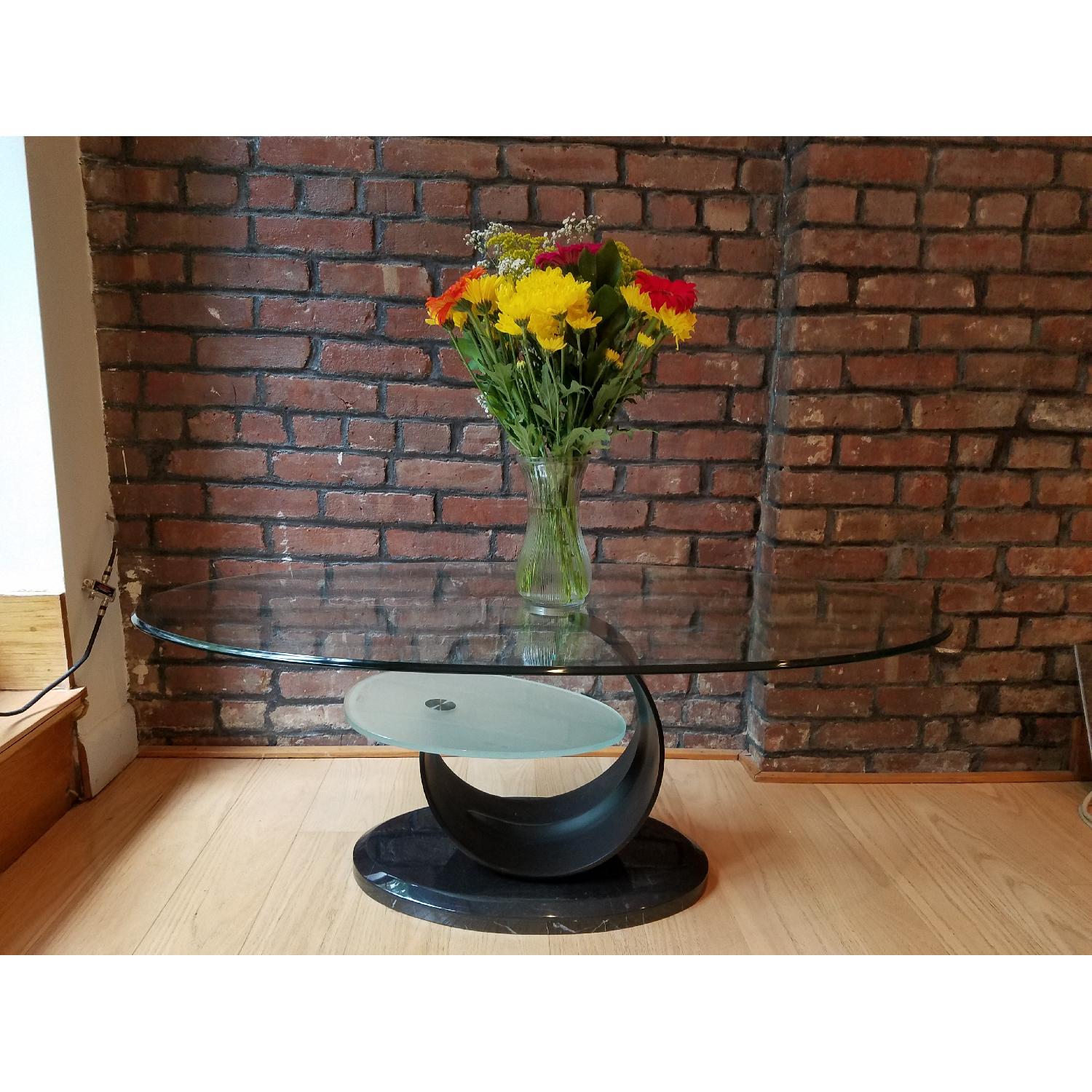 Marble Base/Glass Top Coffee Table - image-5