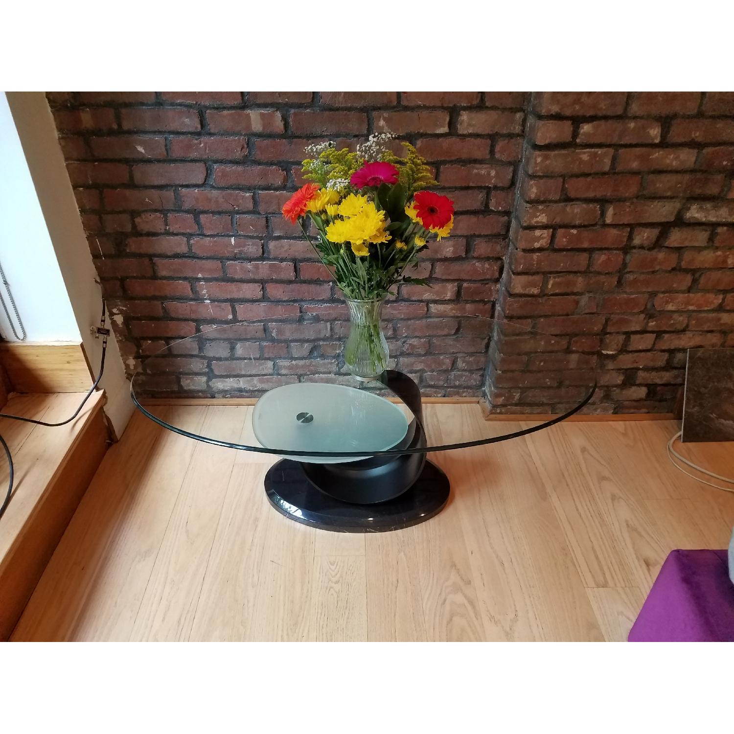 Marble Base/Glass Top Coffee Table - image-7