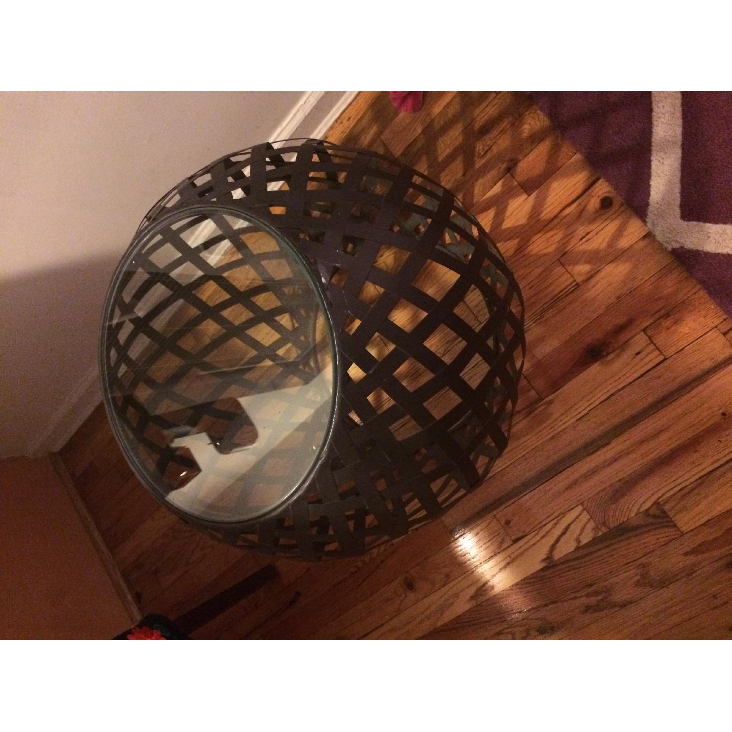 Round Metal Glass Top Accent Table - image-2