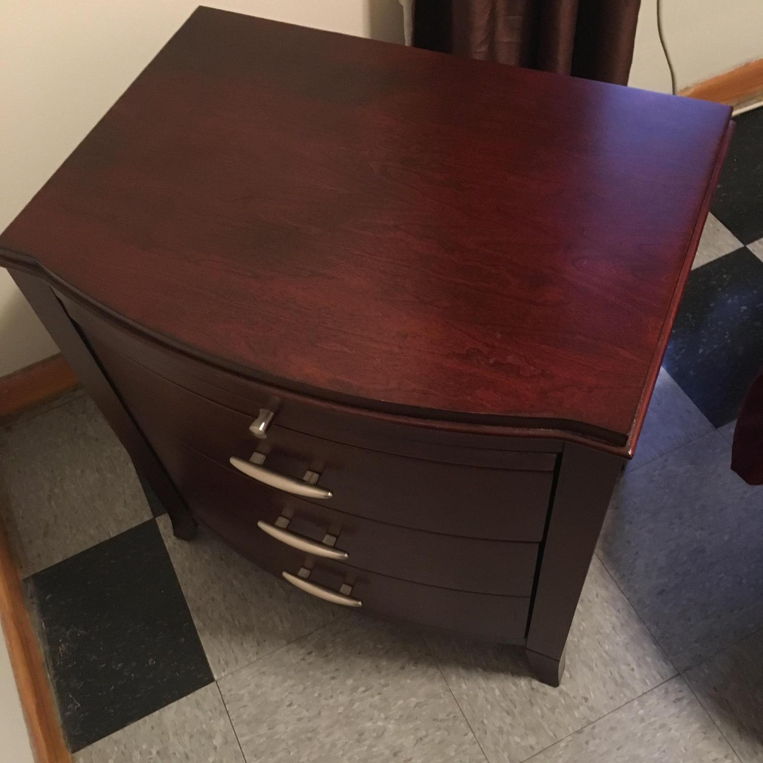 2 Drawer Bow Front Nightstand w/ Pull Out Tray - image-1