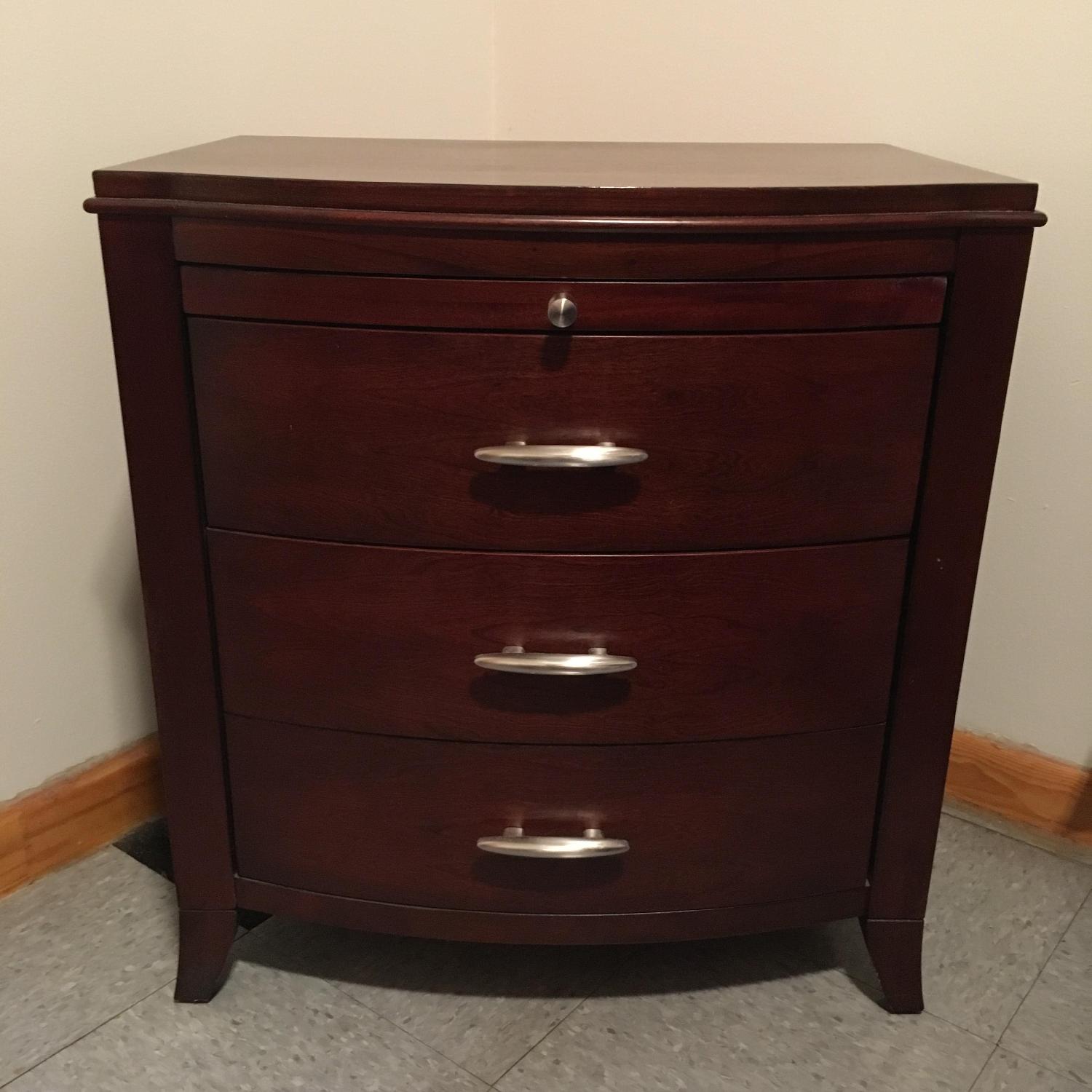 2 Drawer Bow Front Nightstand w/ Pull Out Tray - image-3