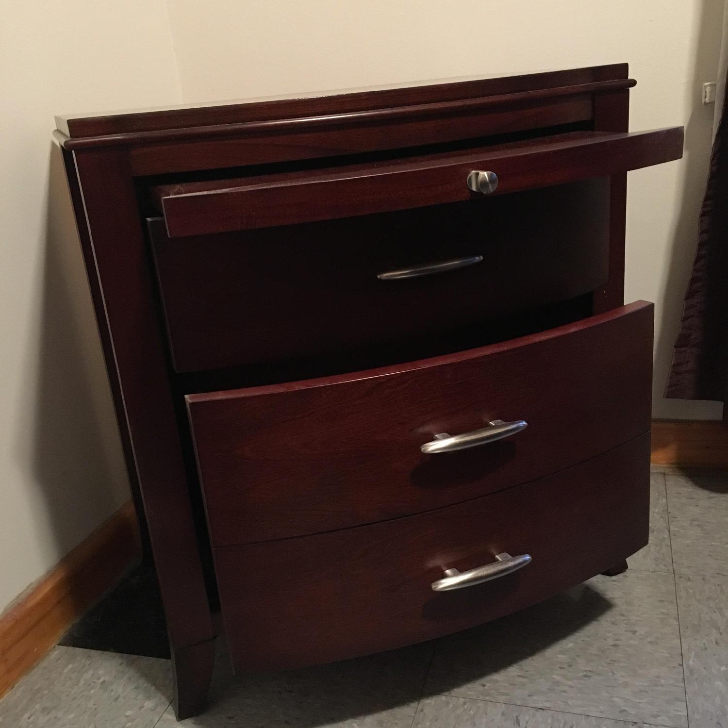 2 Drawer Bow Front Nightstand w/ Pull Out Tray - image-5