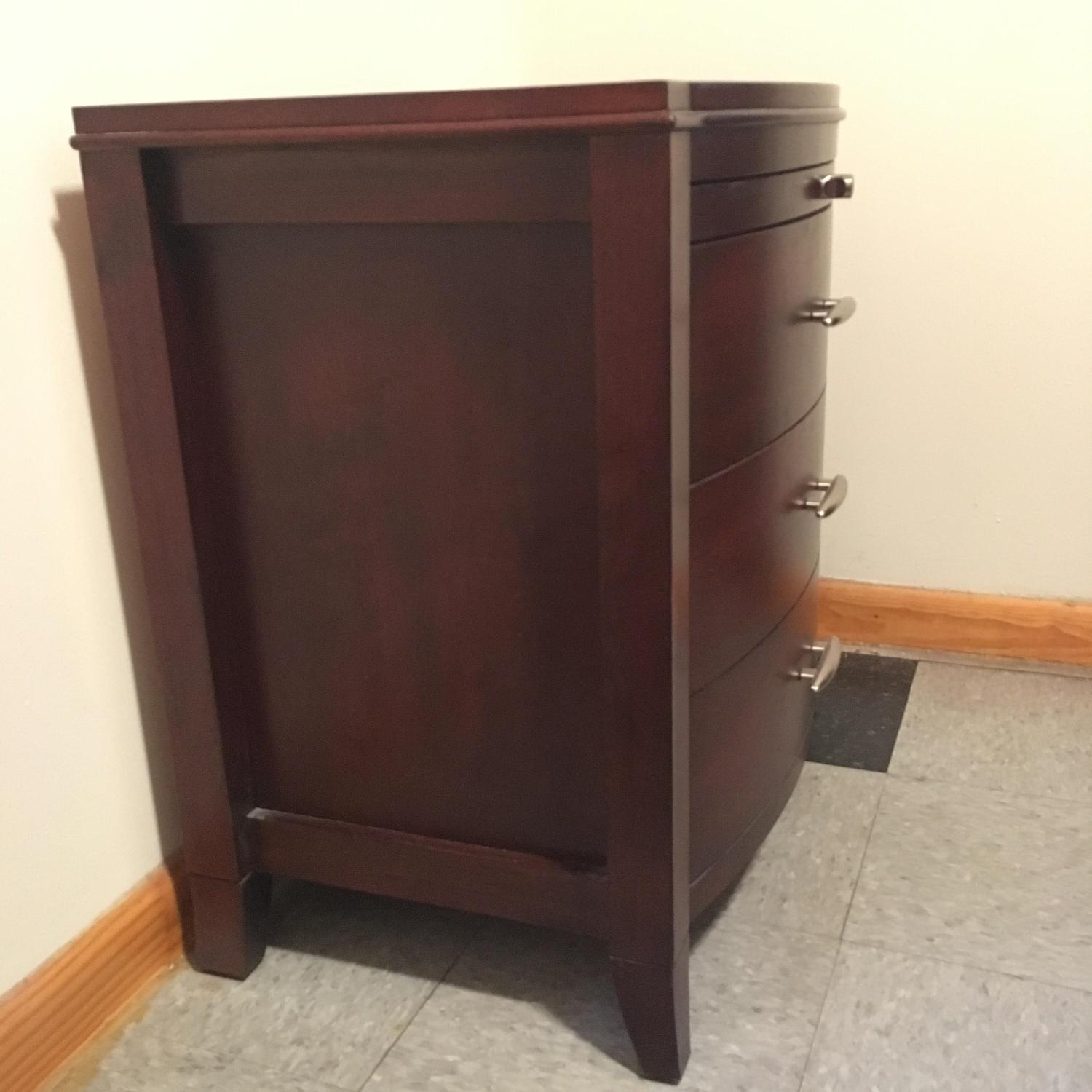 2 Drawer Bow Front Nightstand w/ Pull Out Tray - image-7