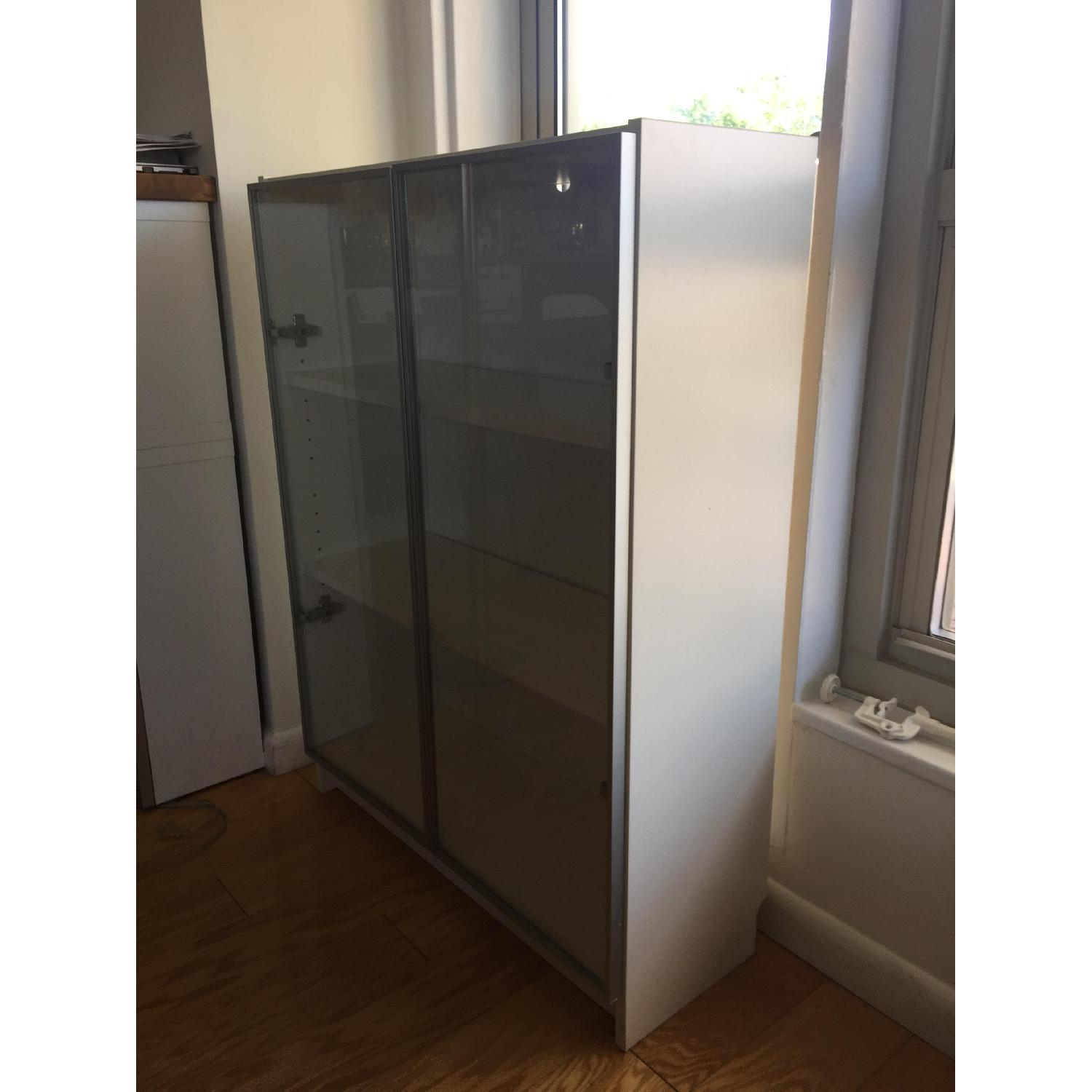 Ikea White Wooden Bookcase w/ Glass Doors - image-4