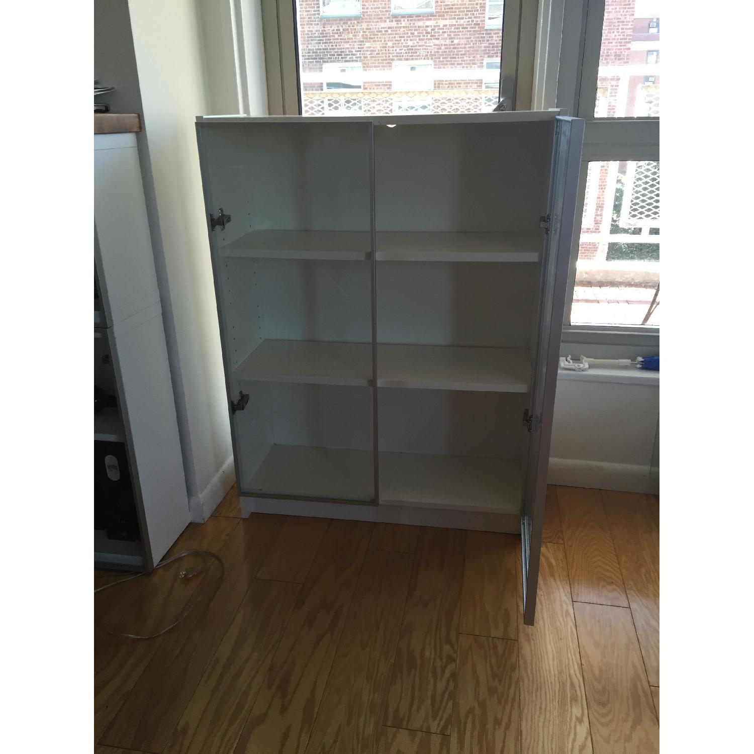 Ikea White Wooden Bookcase w/ Glass Doors - image-5