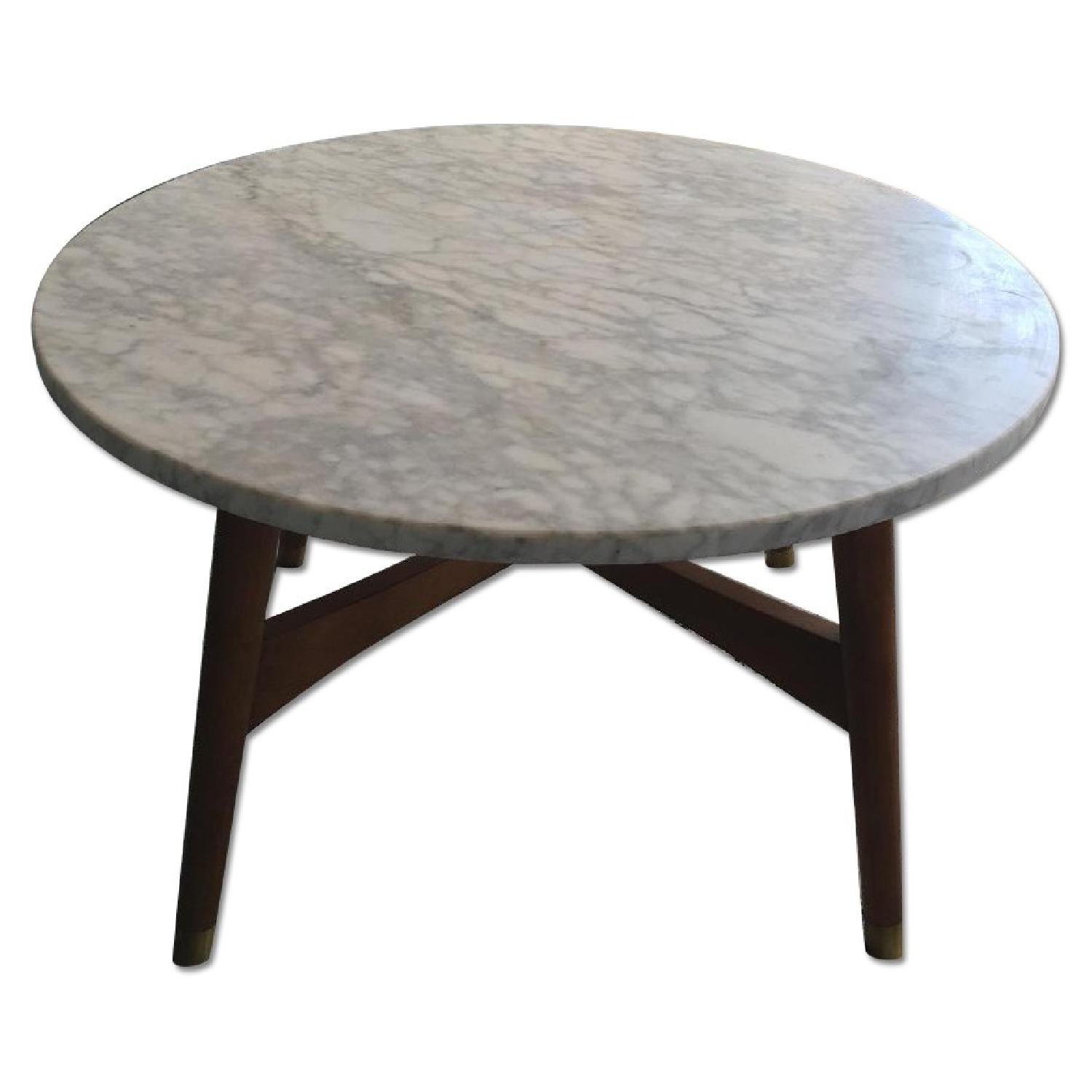 West Elm Reeve MidCentury Marble/Walnut Coffee Table AptDeco