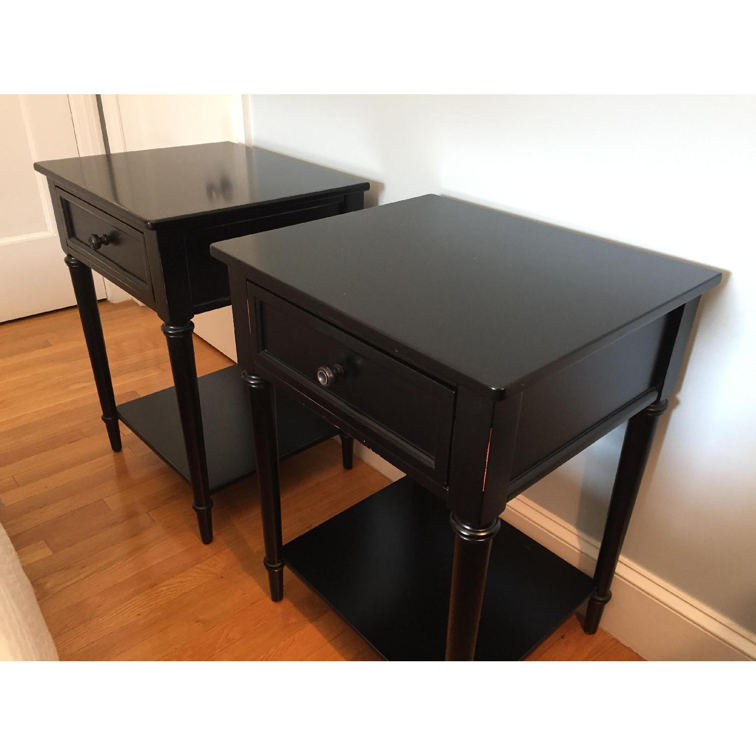 Crate & Barrel Black Distressed Wood Nightstands - image-1