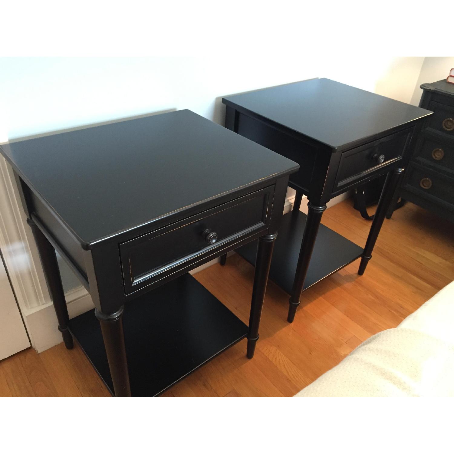 Crate & Barrel Black Distressed Wood Nightstands - image-2